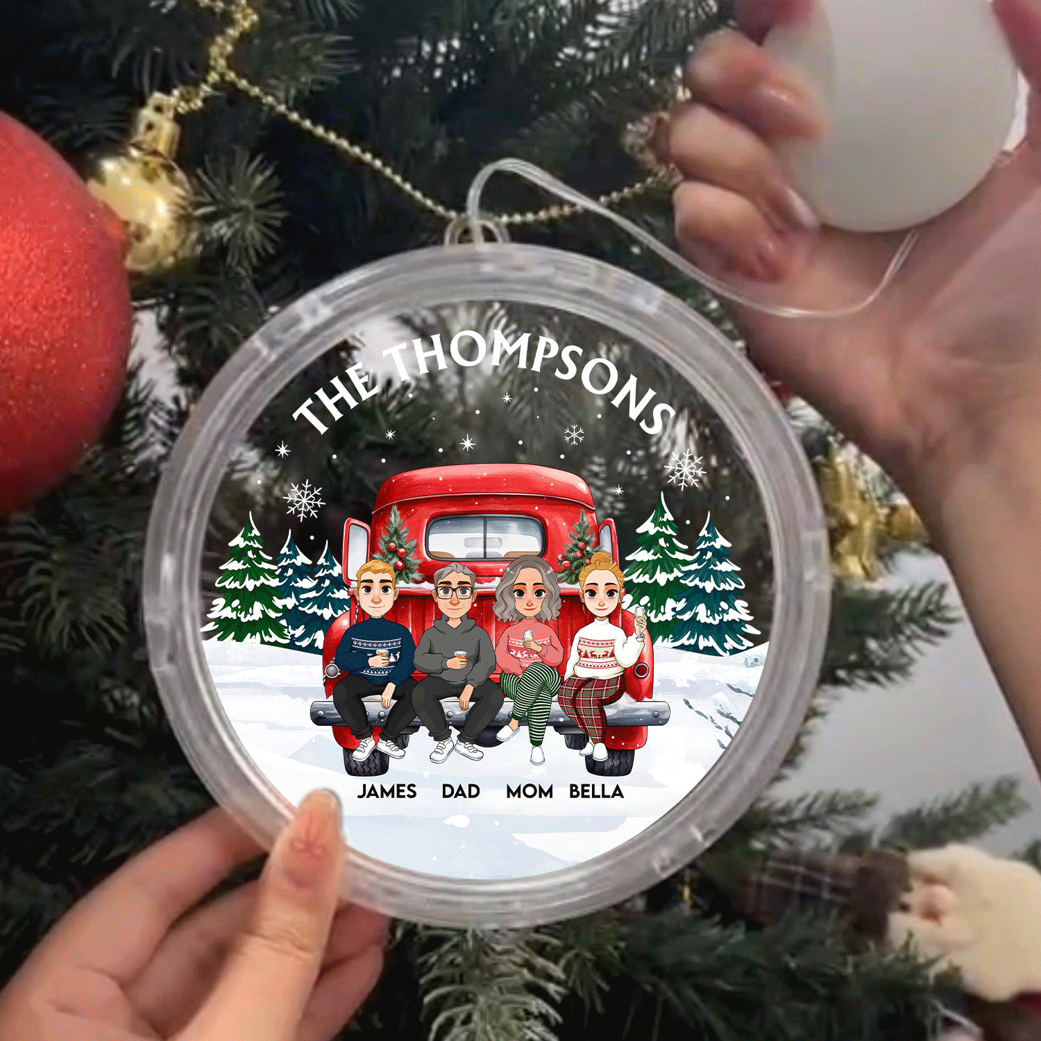 Group Photo Using Led Light Gathering Around Family - Personalized Photo LED Pendant Light designed ...