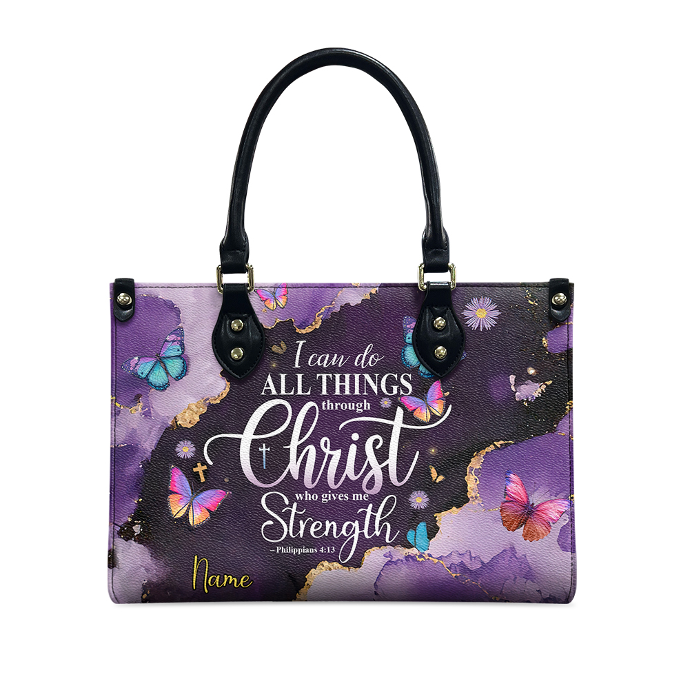 Personalized Christian 4:13 Bible Verse Leather Bag