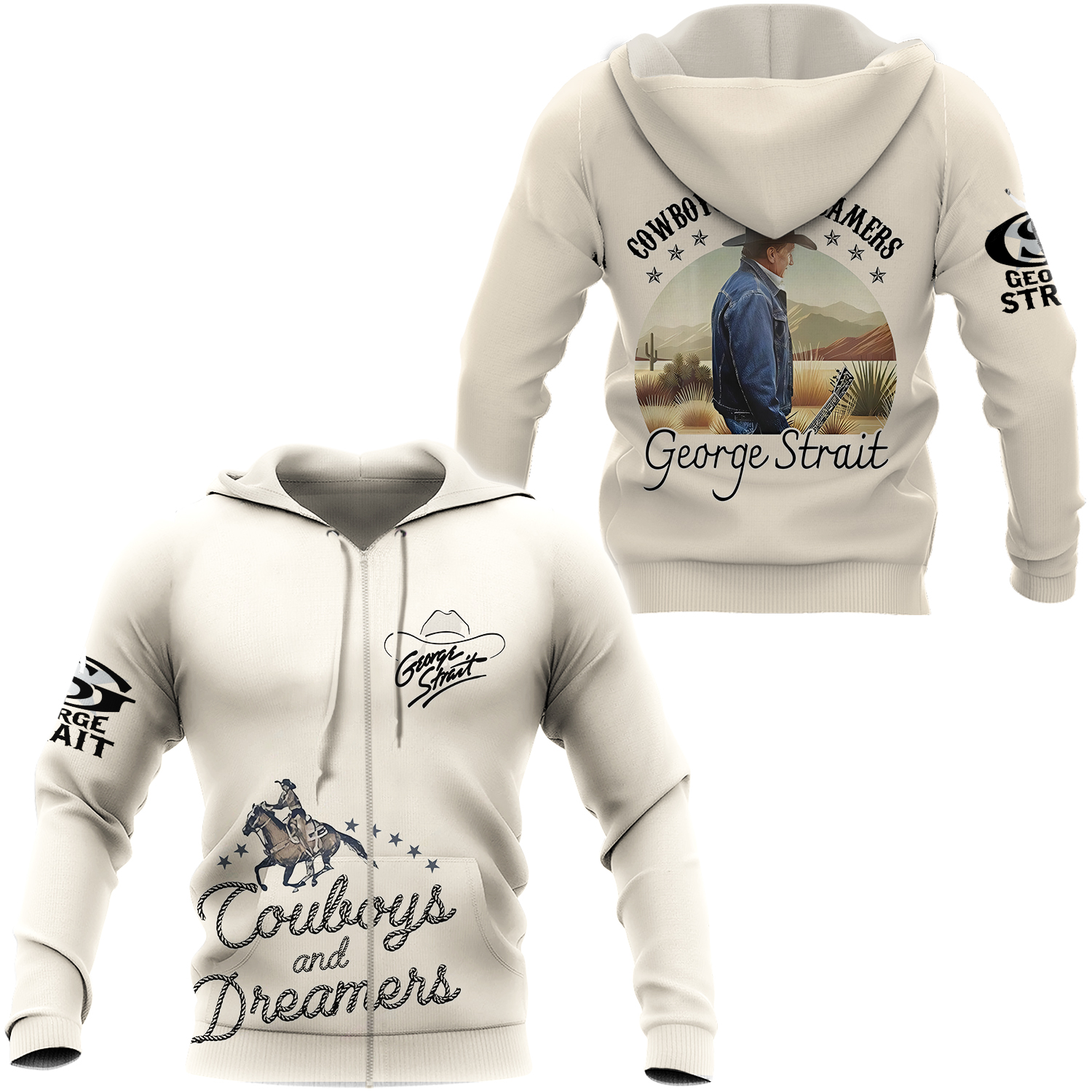 George-strait Cowboys And Dreamers 3d Zip Hoodie