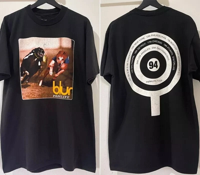 Blur Band Parklife 2 Sided Tour 94 Basic Black Reprint Tshirt