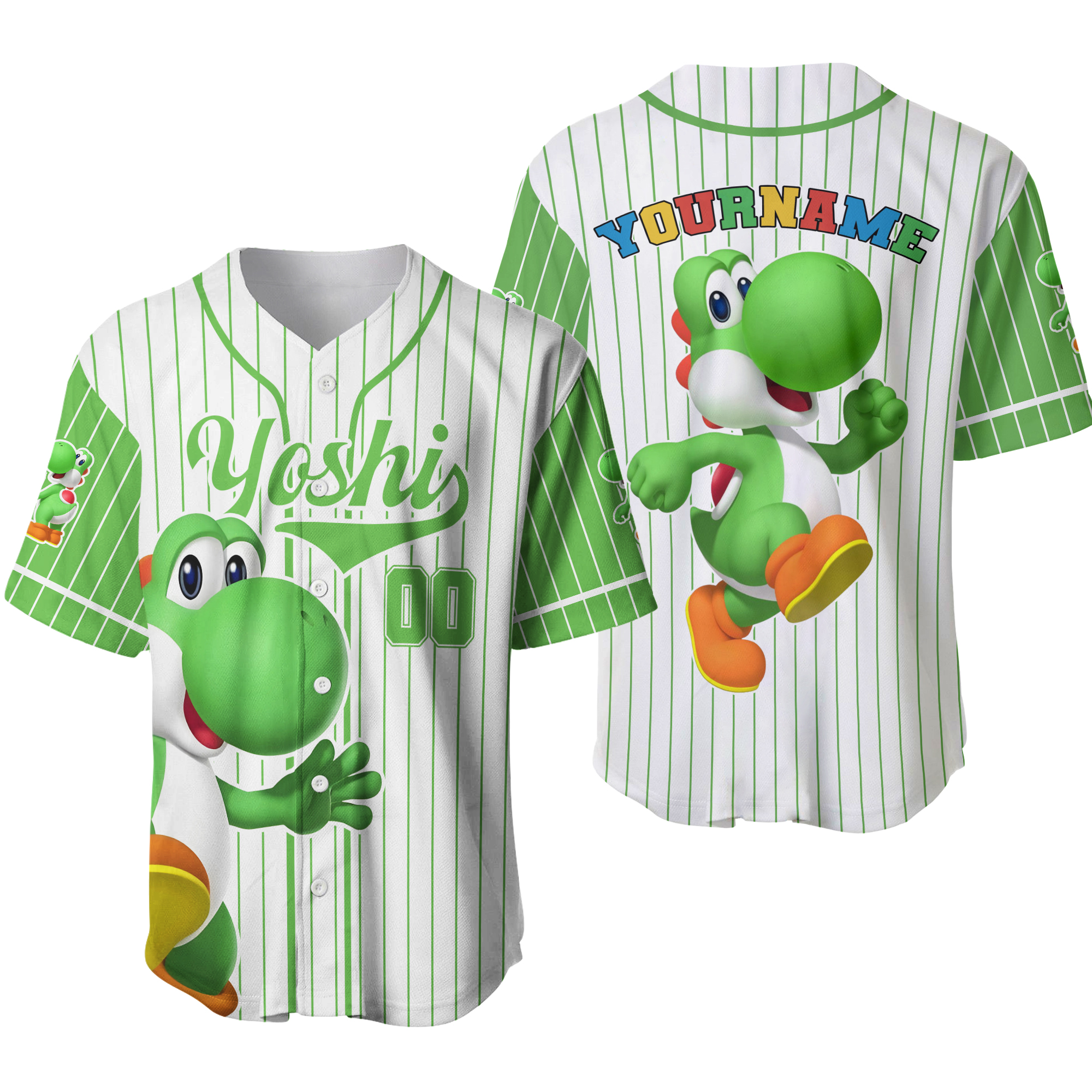 Customized Super Mario The Movie Baseball Jersey, Custom Yoshi Baseball Jersey Gift