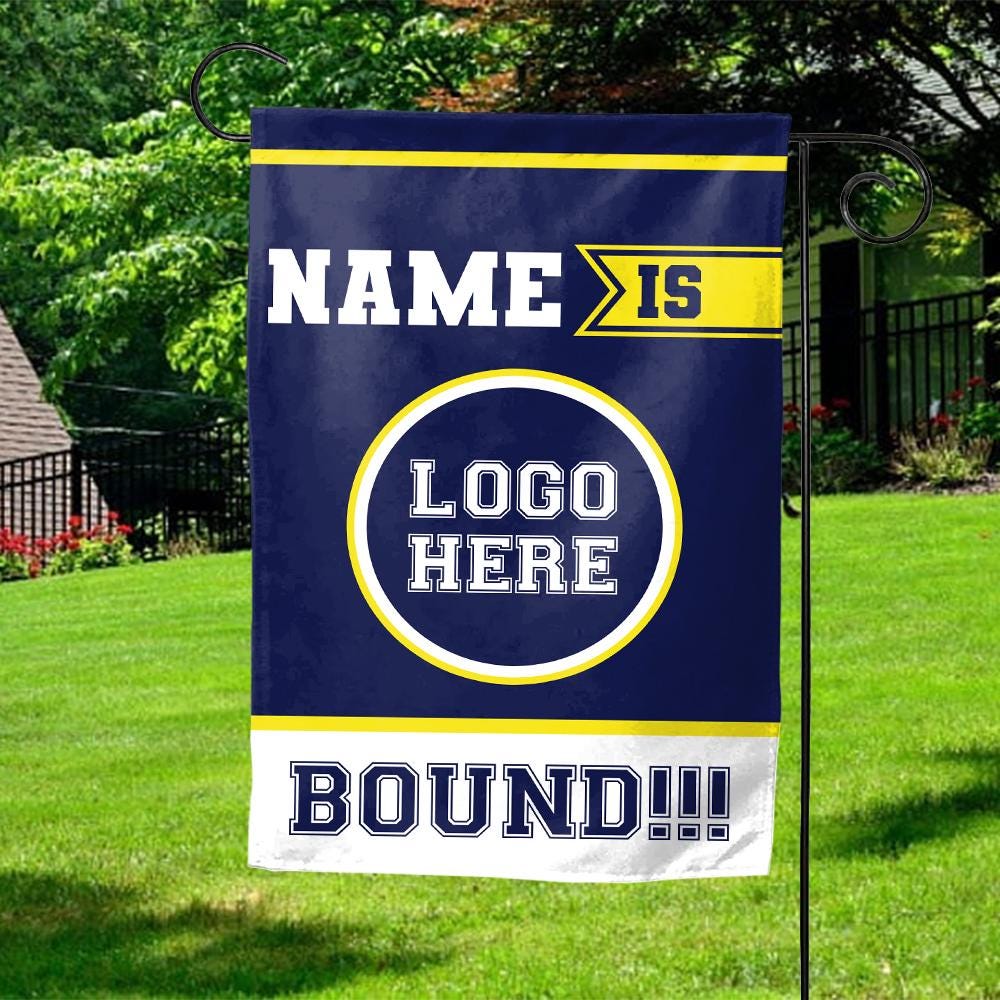 Personalized College Bound Garden Flag With Custom Graduate College Logo
