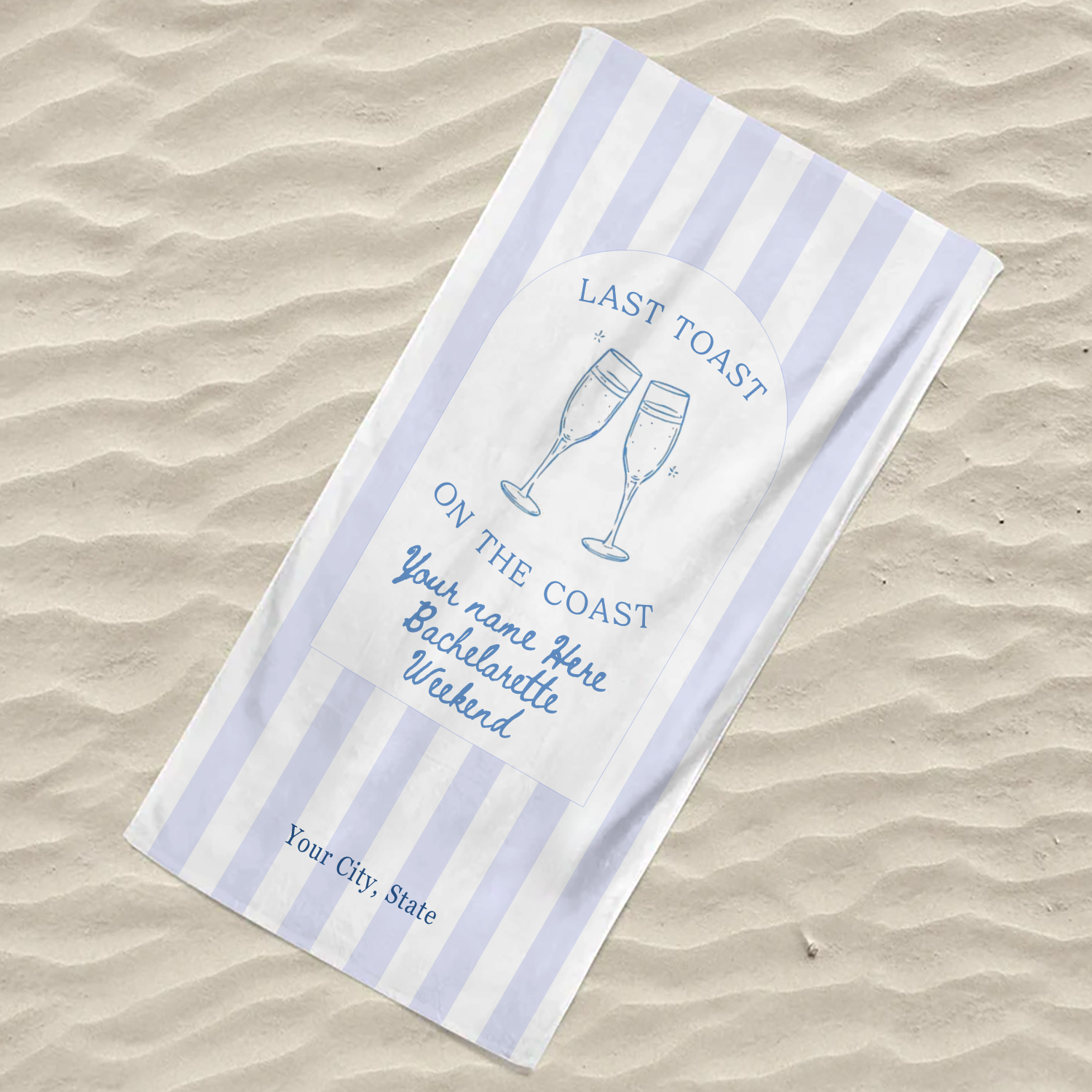 Last Toast On The Coast Bachelorette Beach Towel Summer Towel With Name Coastal Bachelorette Party