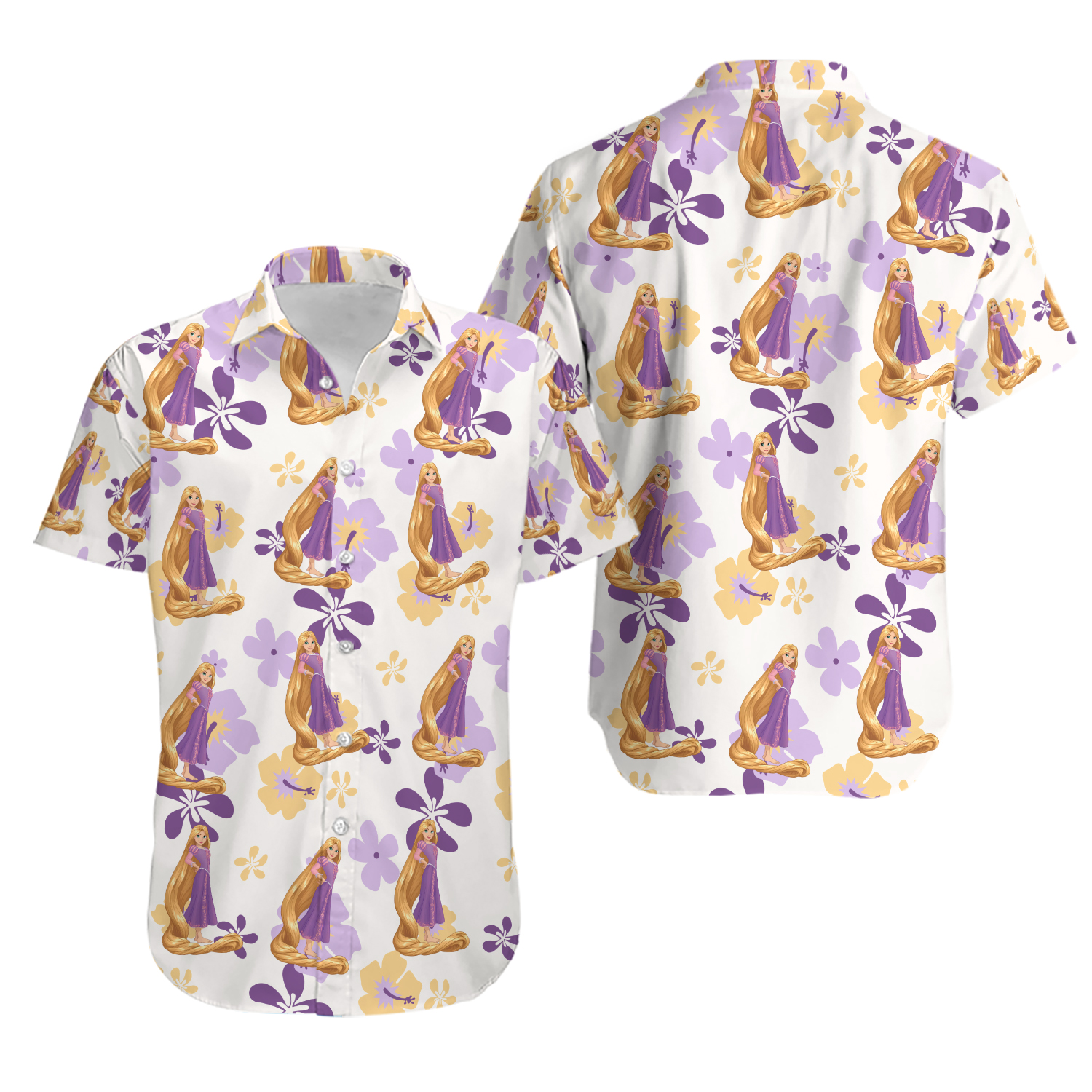 Disneyyy Rapunzell Button Shirt, Disneyyy Princess Shirt And Shorts