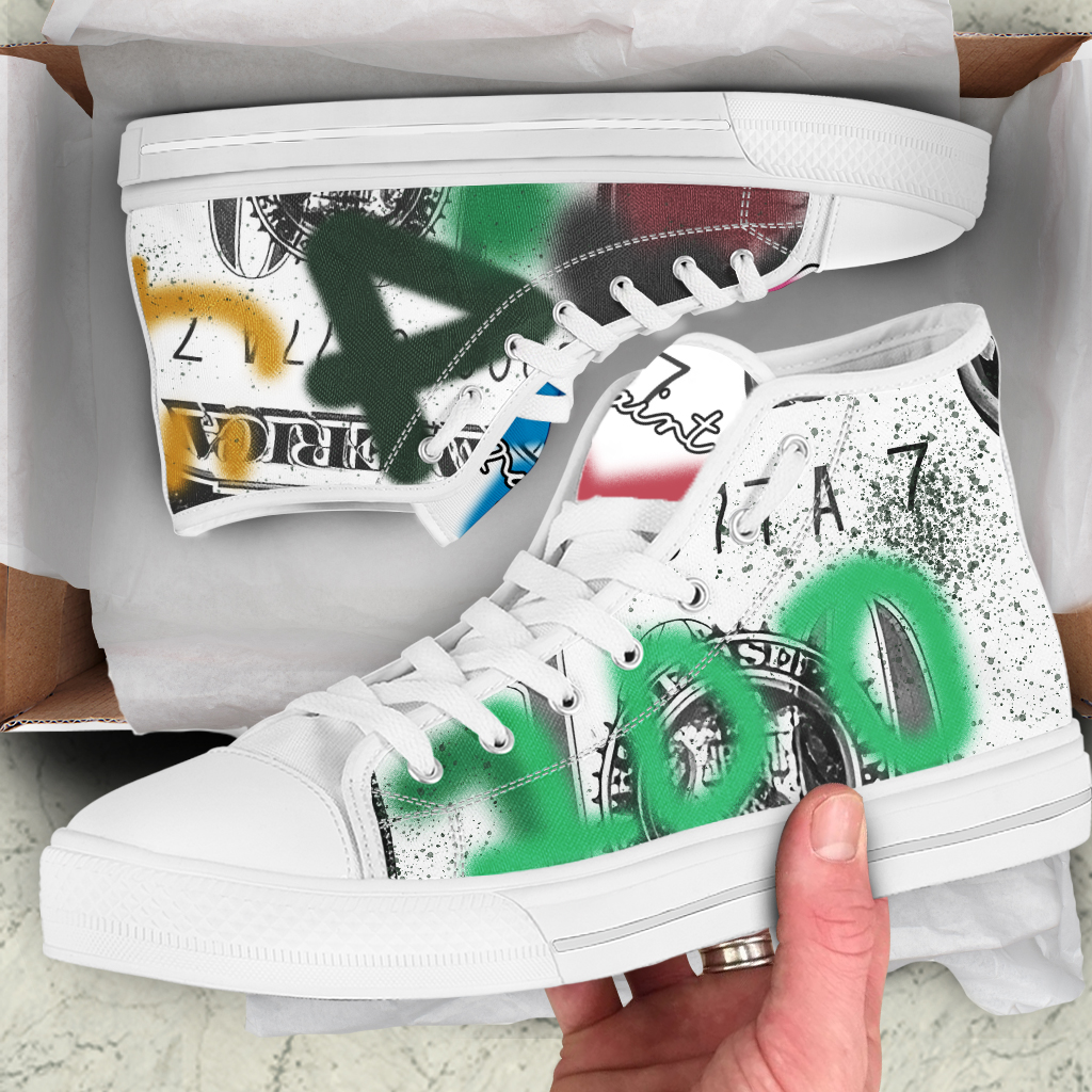 Mens Graffiti High Top Canvas Shoes