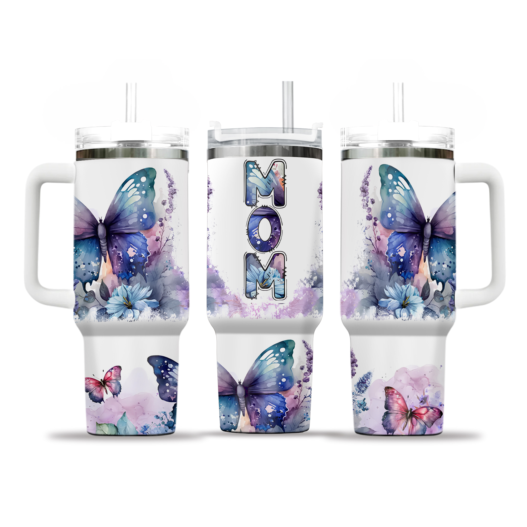 Mom Butterfly 40oz Quencher Tumbler  Mom Floral Tumbler