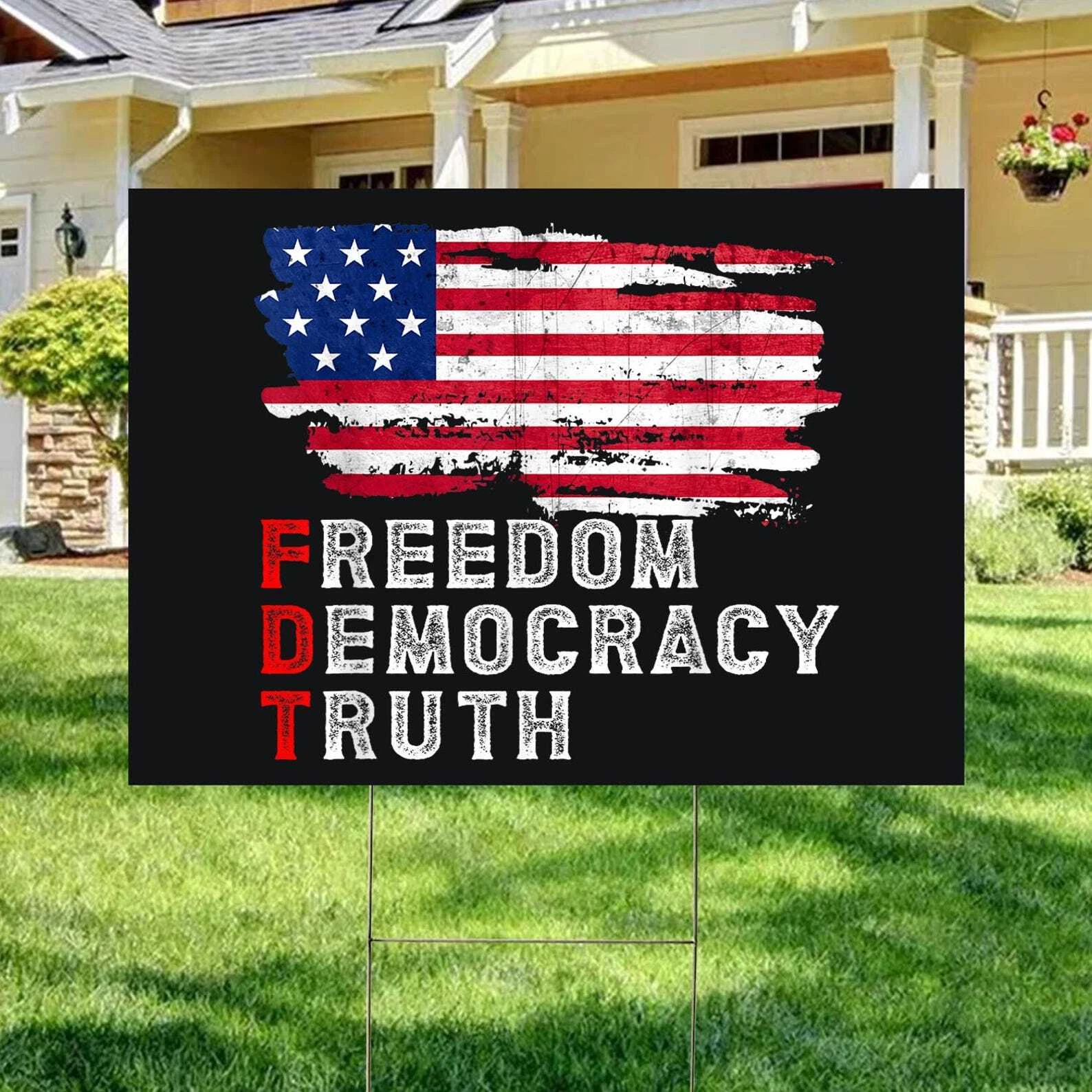 Vintage American Fdt Freedom Democracy Truth Resist Anti Trump Yard Sign