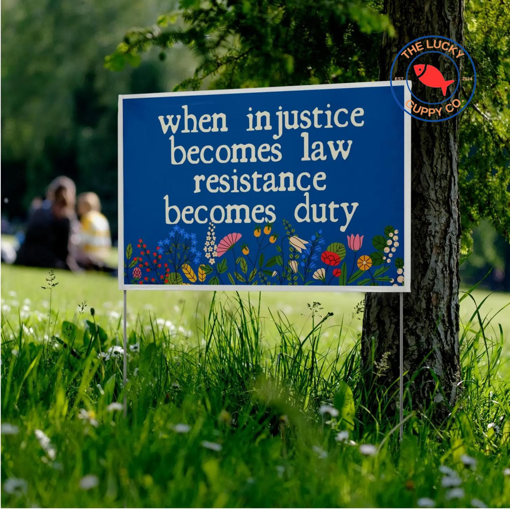 When Injustice Becomes Law Resistance Becomes Duty Yard Sign, Hands Off Protest Sign, Indivisible Banner, We Dissent House Sign, Subtle Fdt