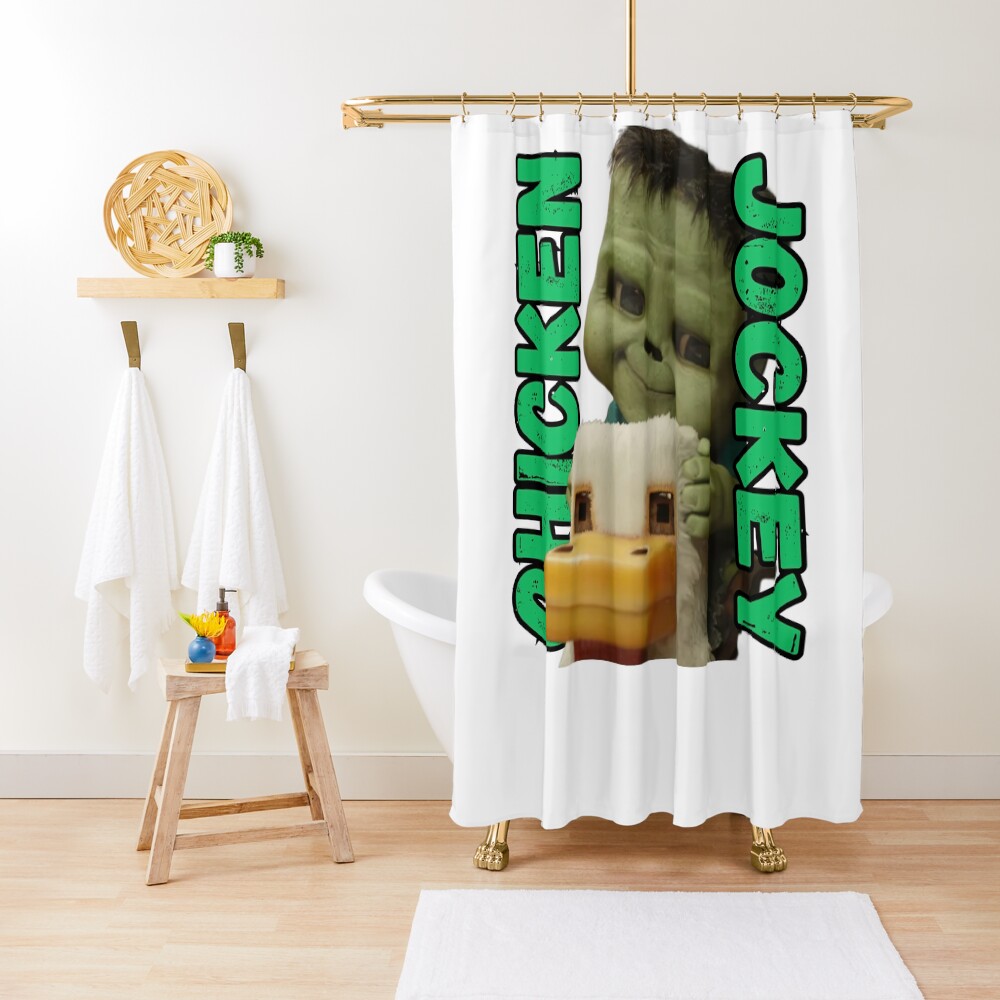 Minecraft Chicken Jockey Meme Shower Curtain
