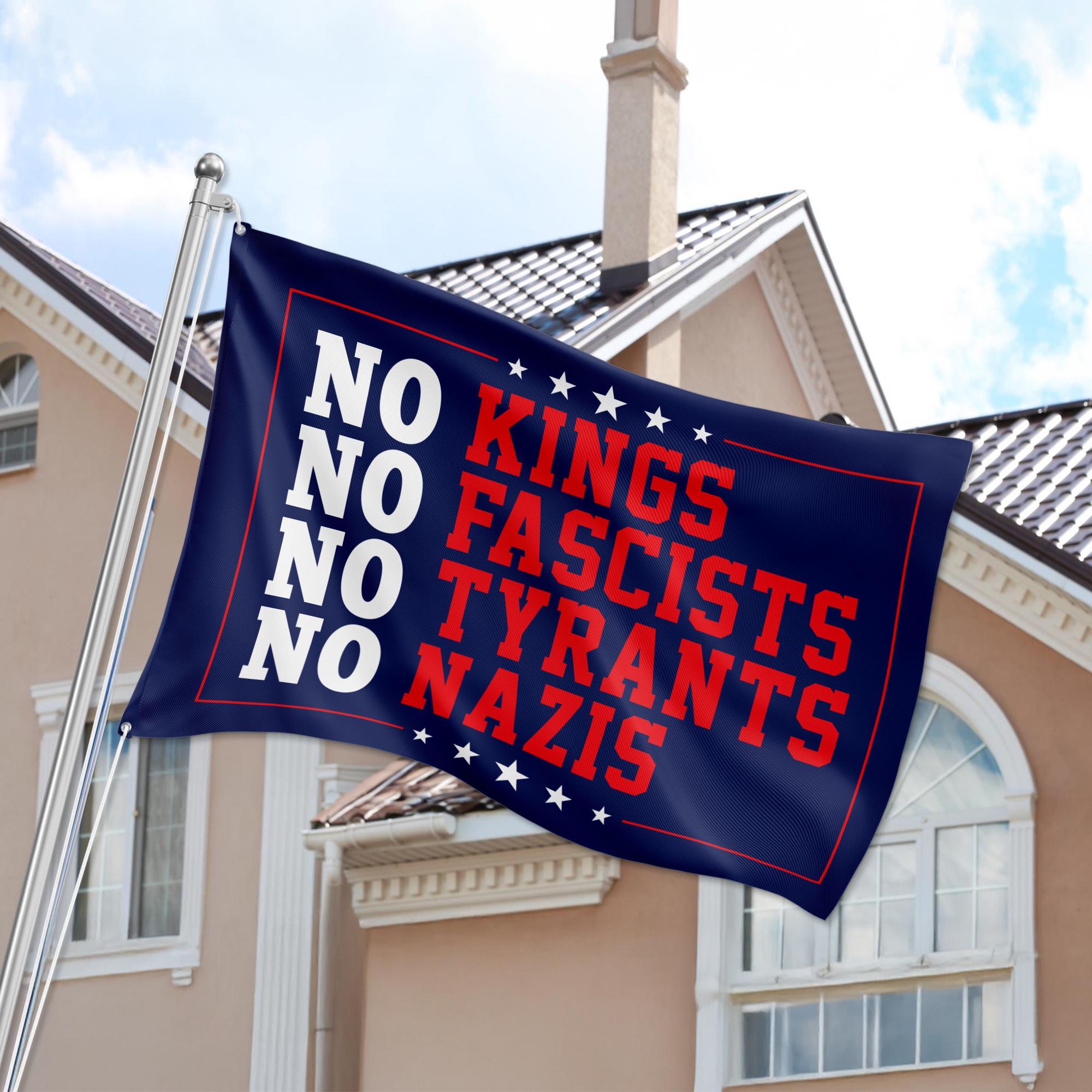 No Kings No Fascists Flag Sign, Liberal Leftist Sign, Anti Fascism Garden Flag