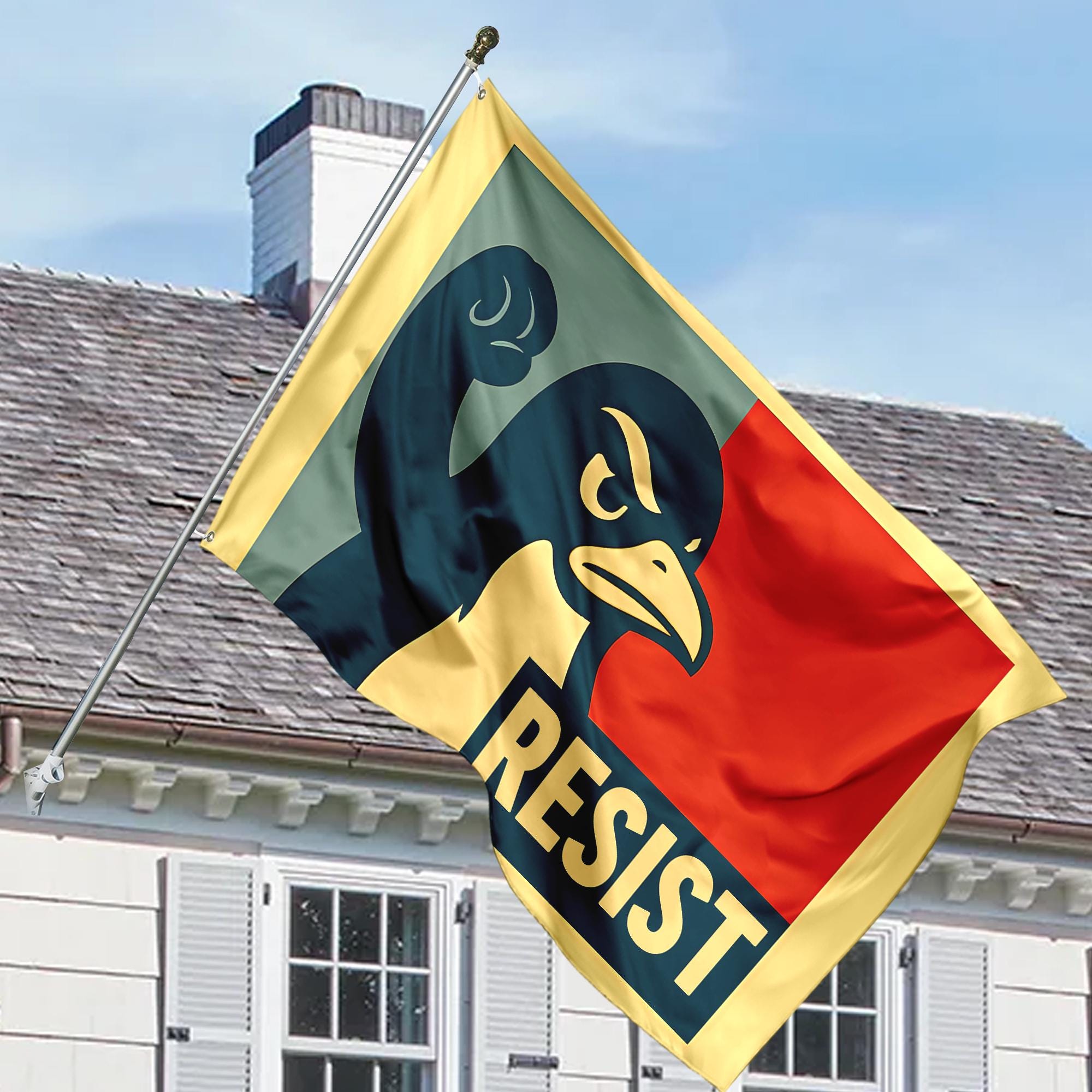Penguins Resist Flag, Heard Island Anti Trump House Flag, Subtle Fdt Garden Flag