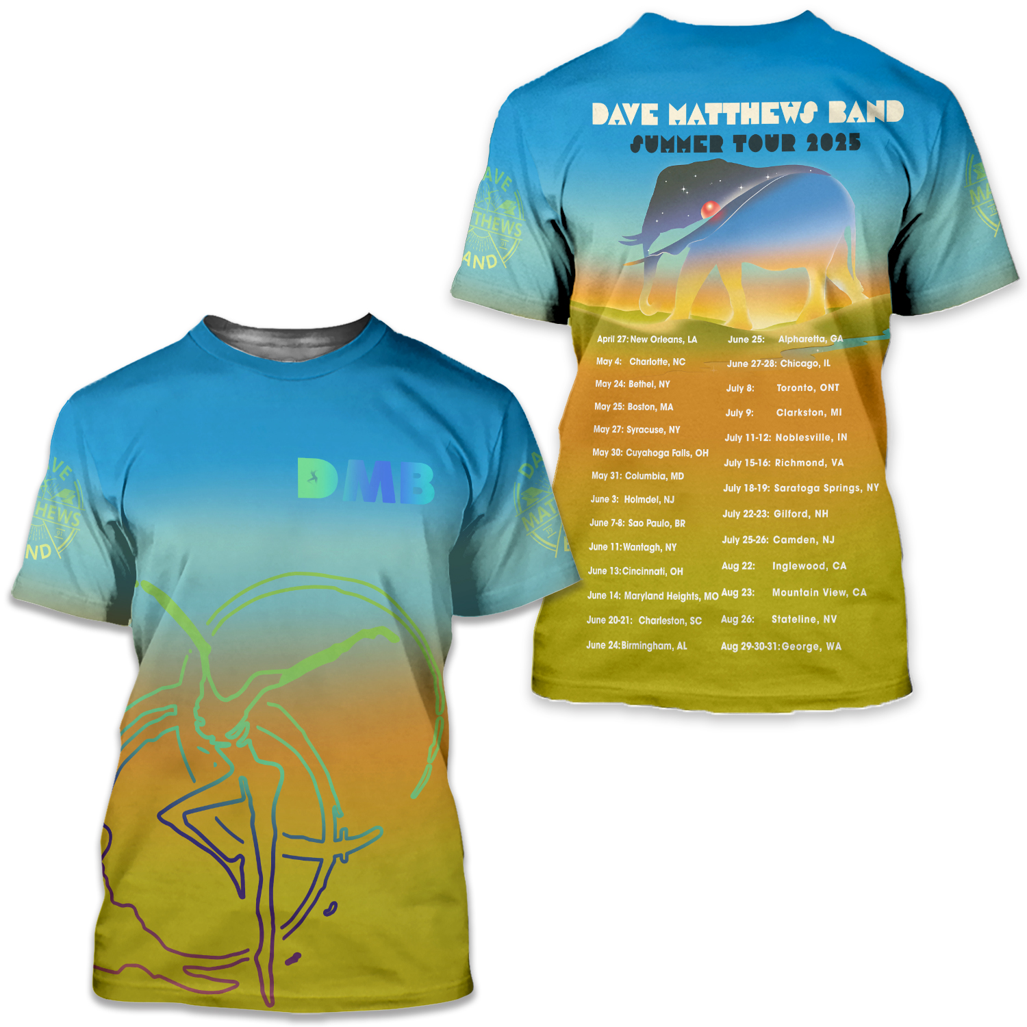 Dave Matthews Band Summer Tour 2025 Aop 3d T-shirt