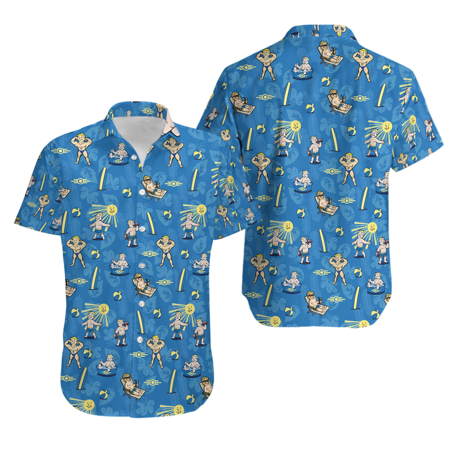 Falllout Nuclear Summer Beach Hawaiian Shirt, Male Hawaiian Shirts