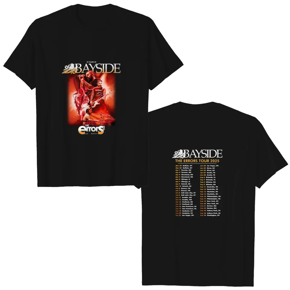 Bayside The Errors Tour 2025 Exclusive Tour Merch 25 Years Of Bayside T-shirt
