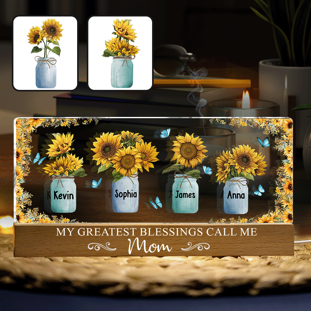 Discover My Greatest Blessings Call Me Mom - Personalized Mother LED Night Light