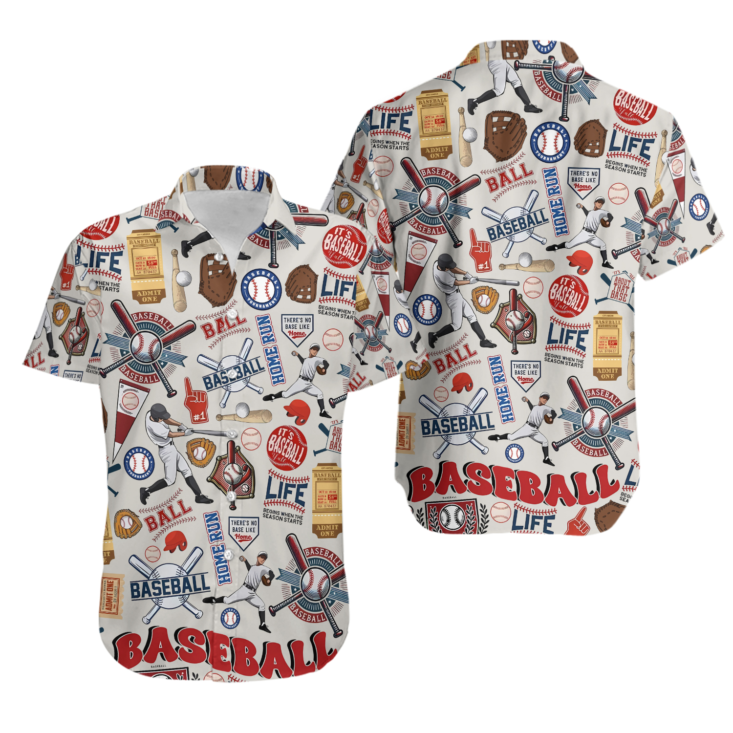 Baseball Hawaiian Button Down Shirt
