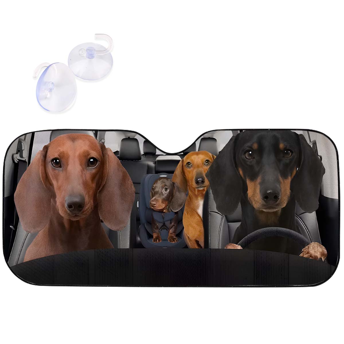 Dachshund Car Sunshade Dachshund Dog Lover Cartoon Custom Car Sunshade