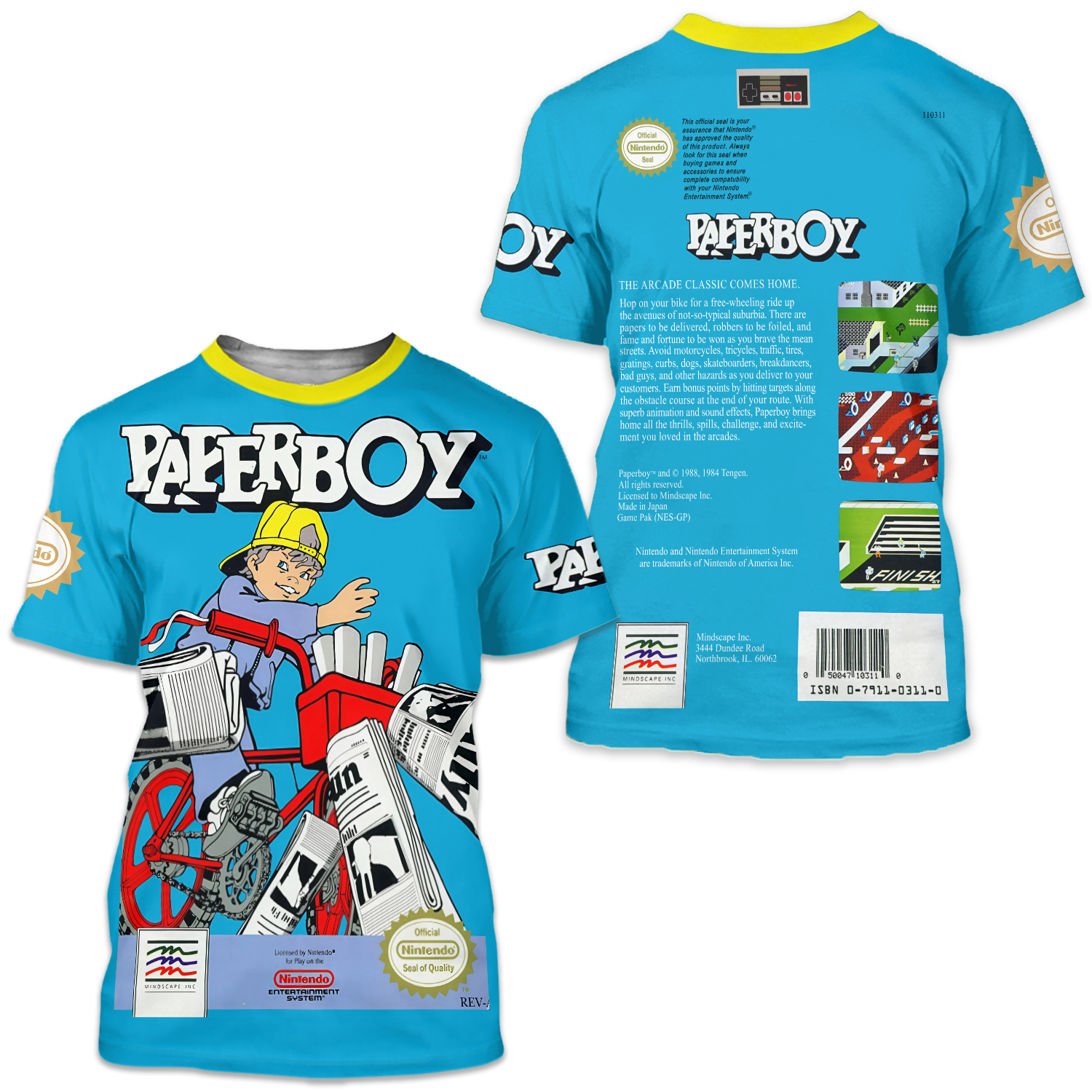 Paperboy Nes Style Retro Vintage Nintendo Cover Video Game T-shirt