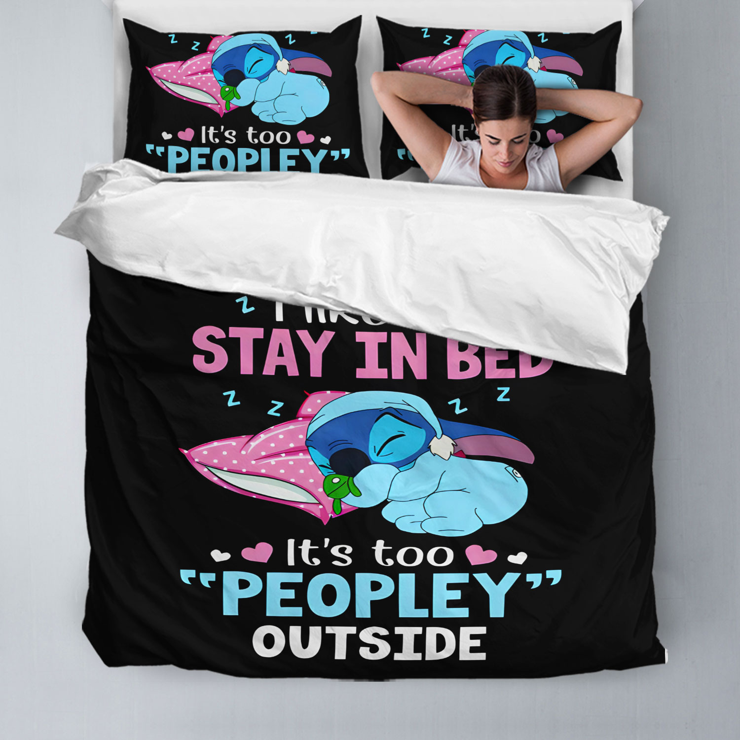 Stitchh Sleeping It's Too Peopley Outside Stay In Bedding Set