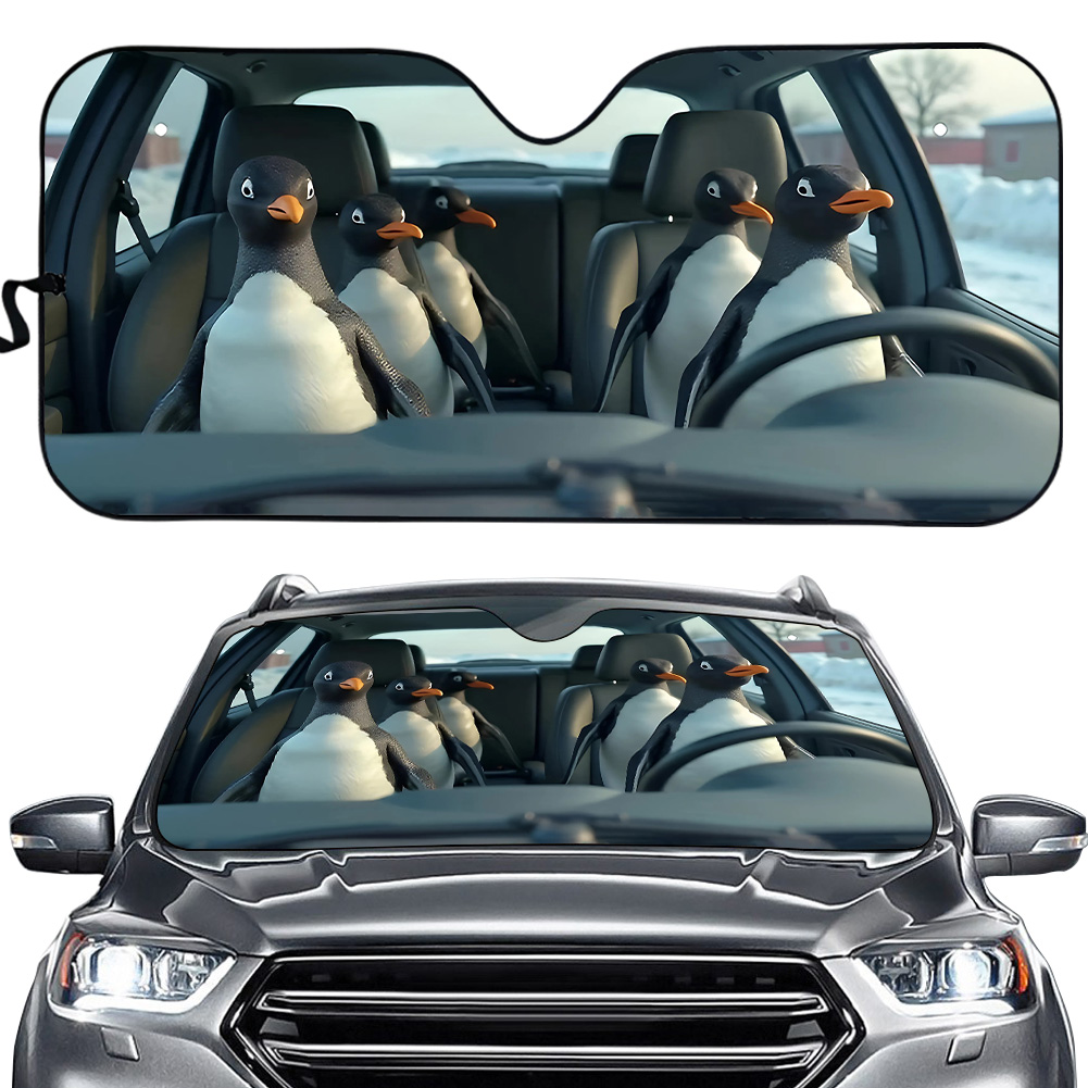 Penguin Theme Car Windshield Sun Shade, Uv Protection, Gift For Disneyyy Fans