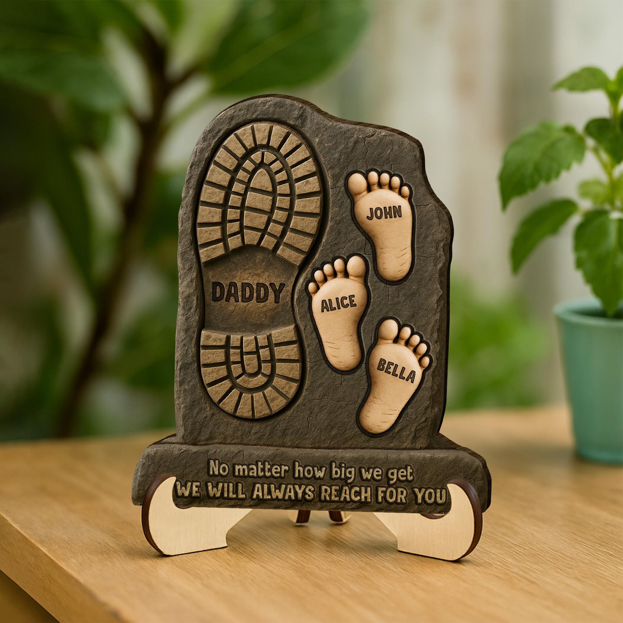 Your Footsteps Led Our Way - Family Footprints Personalized 2-layered Wooden Plaque With Stand