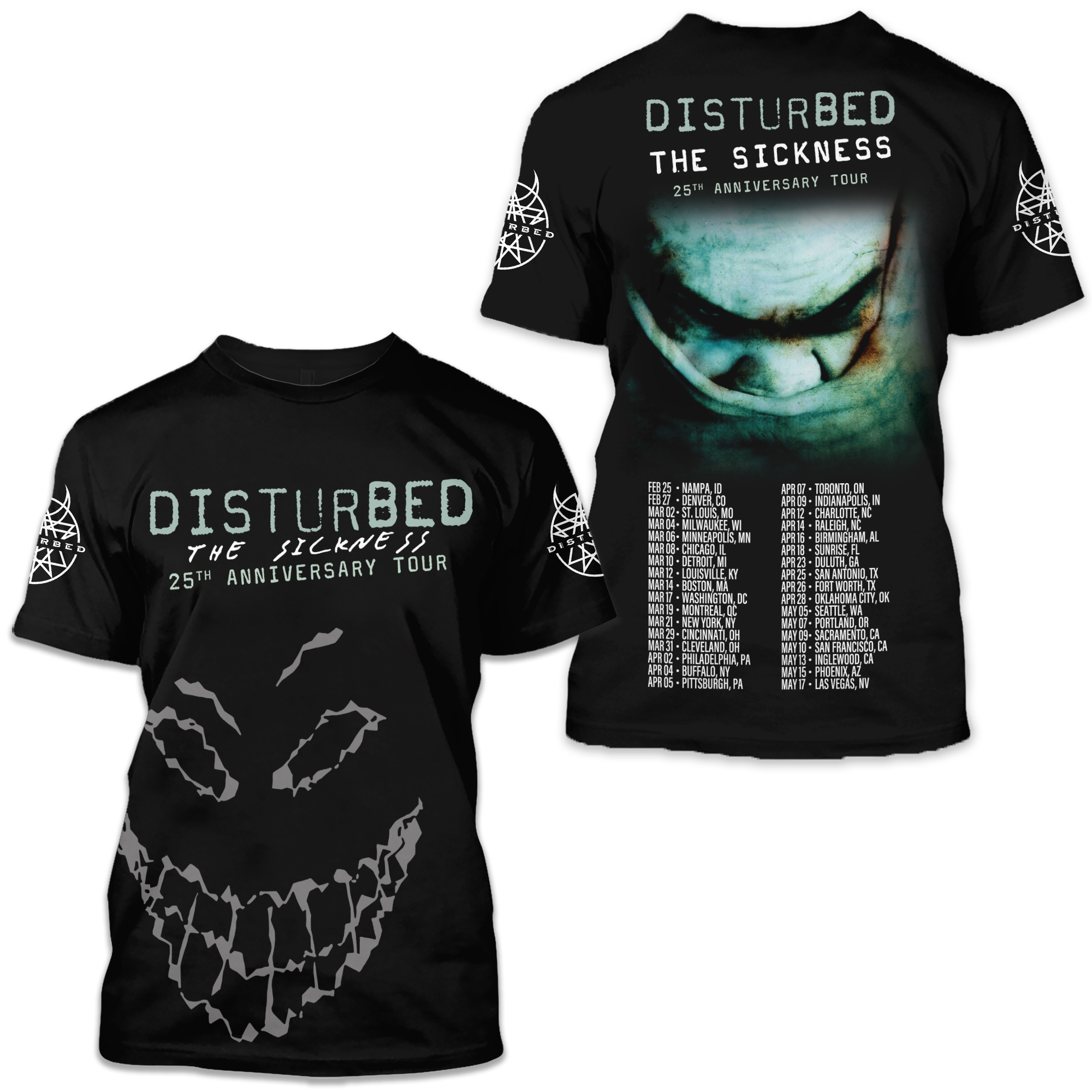 The Sickness 2025 Concert Disturbed The Sickness 25th Anniversary Tour Shirt 3d