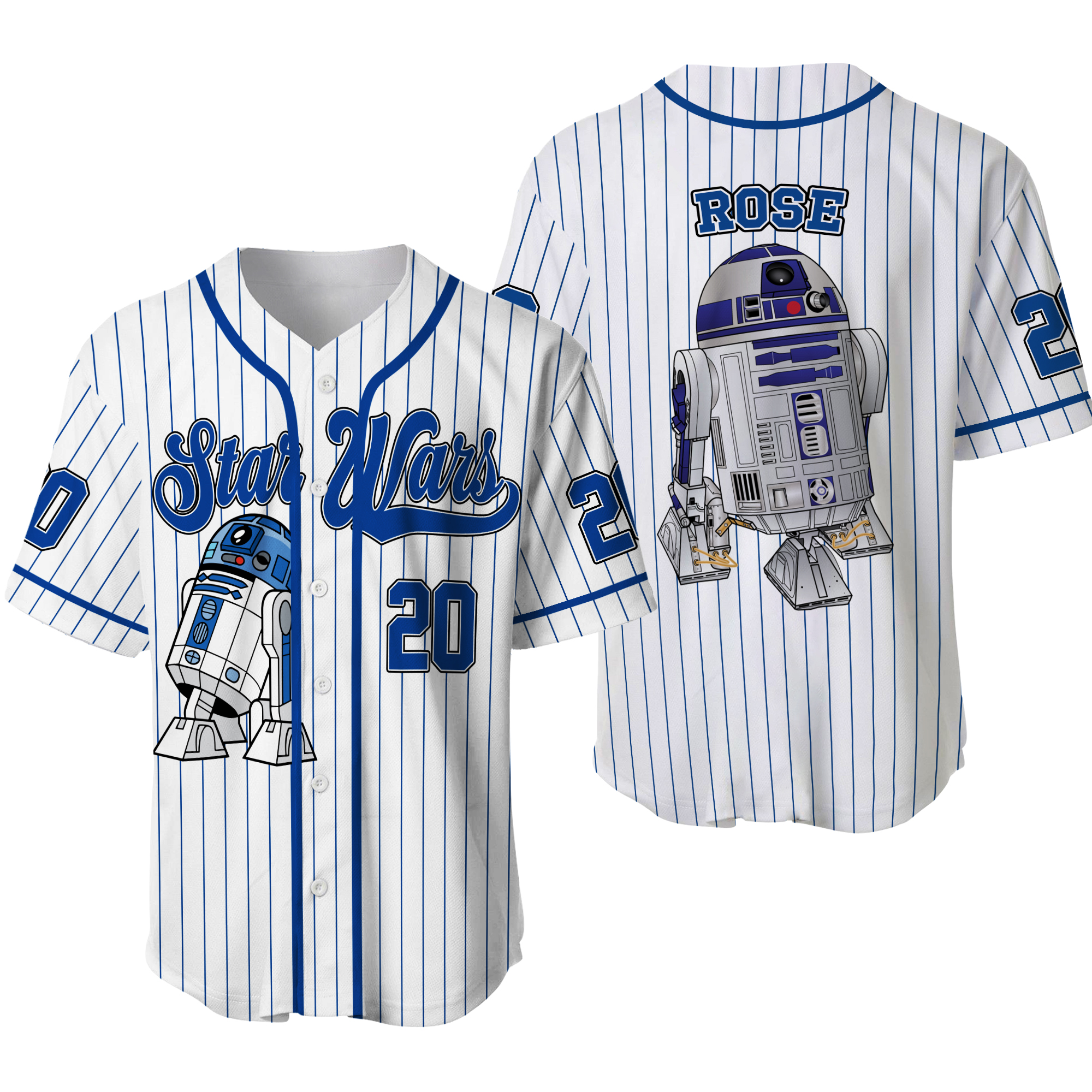 Personalized Starr Warss Astromech Droid R2-d2 Baseball Jersey, Custom Starr Warss