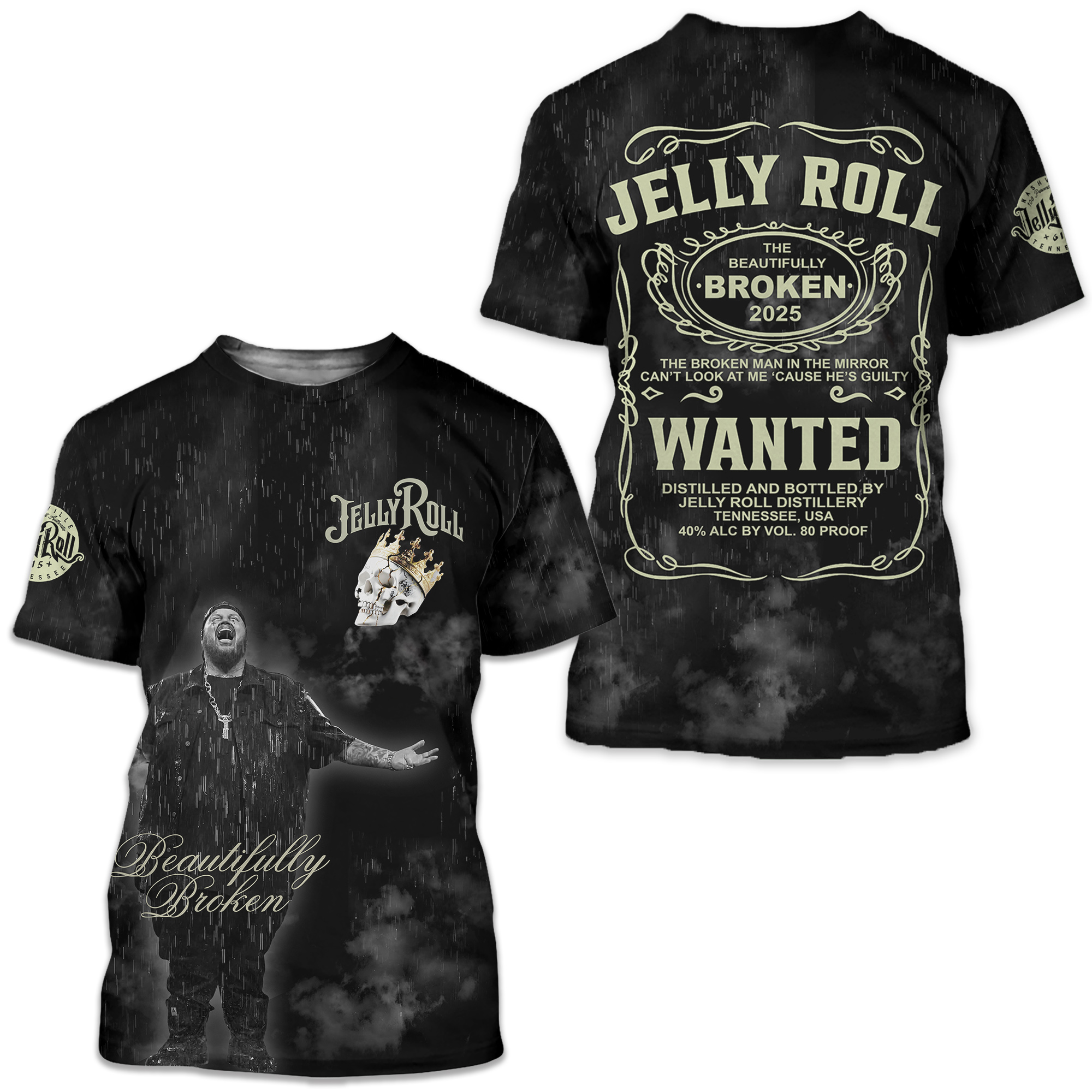 Retro Jelly Roll 3d Shirt, Beautifully Broken Tour 2025 Shirt