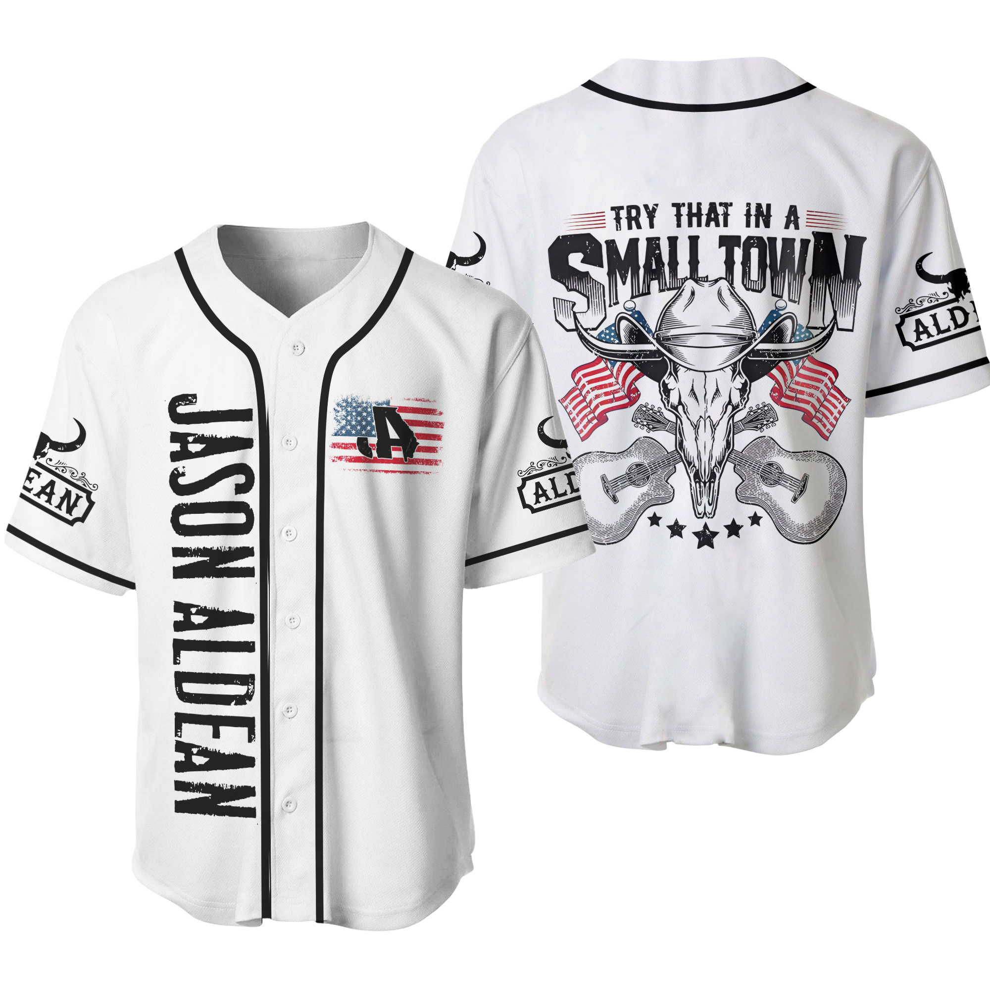 Try That In A Small Town Jason Aldean White Design Baseball Jersey