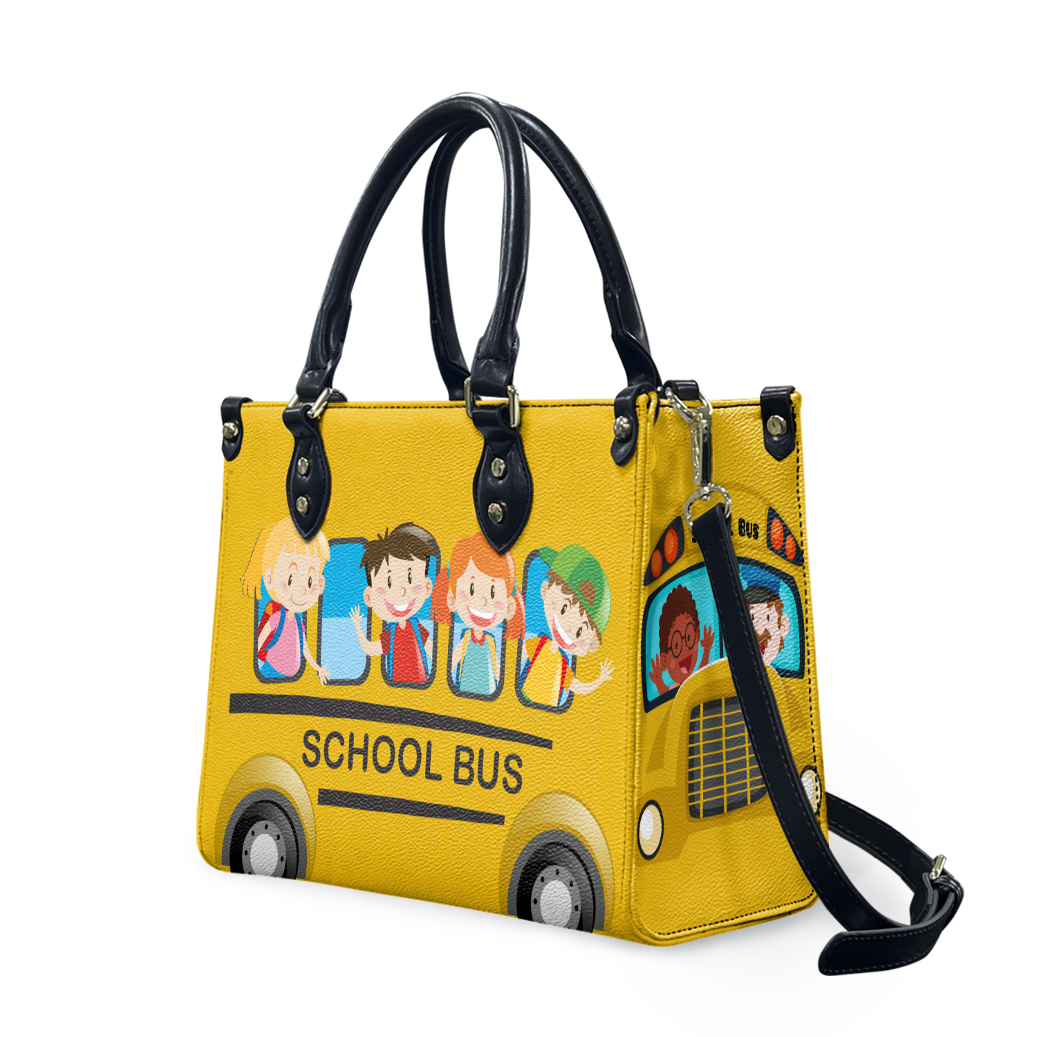 Personalized School Bus Driver Leather Handbag With Handle, Custom Bus Driver Bags