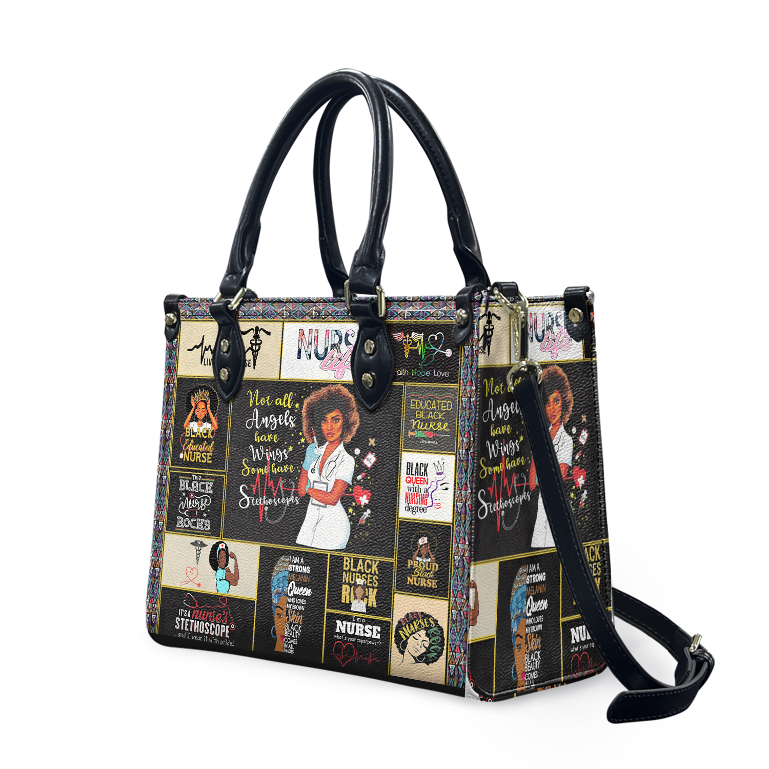 Black Nurse Leather Bag,black Nurse Leather Handbag,nurse Women Bag And Purses,women Handbag