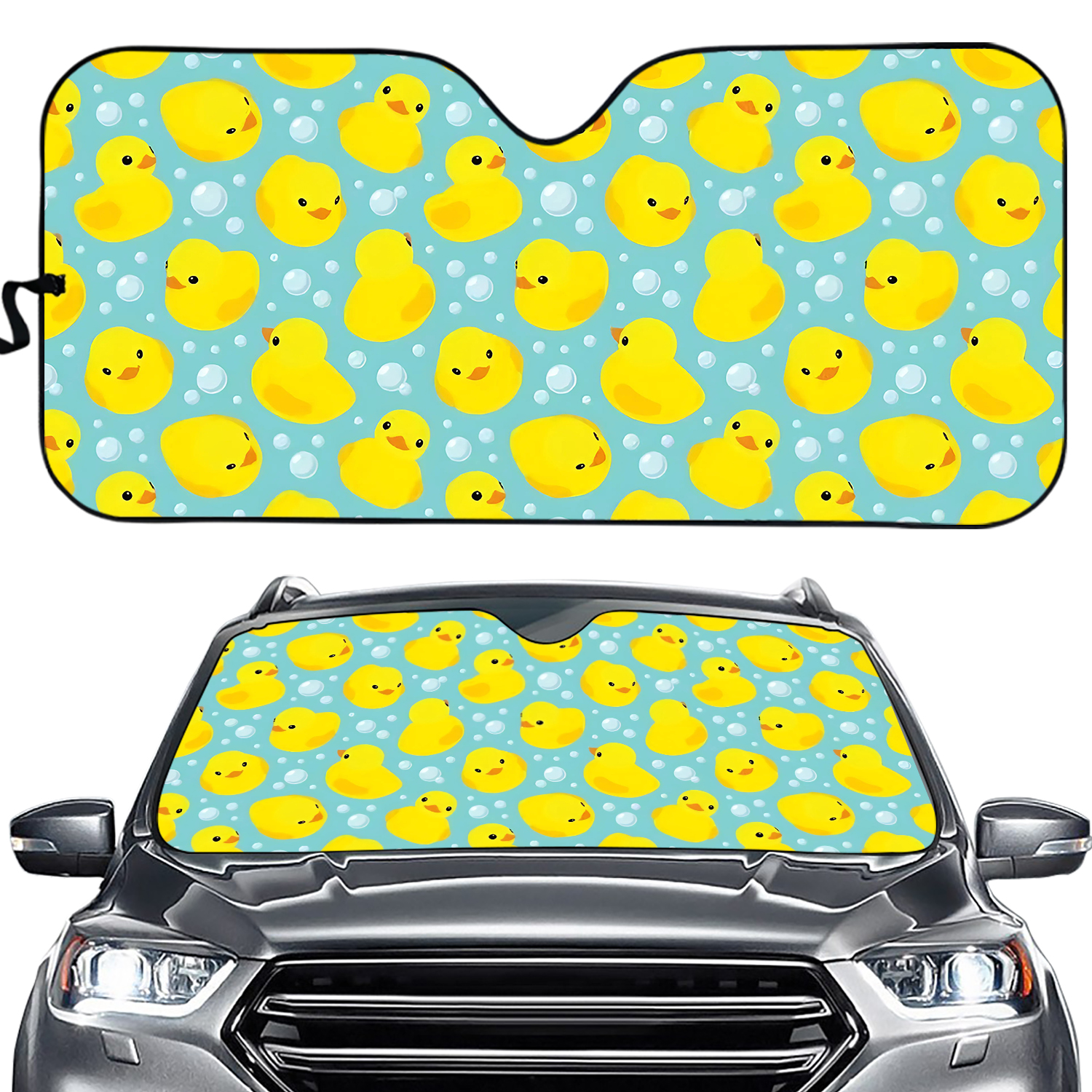 Cute Yellow Duck Bubbles Vintage Sunshade