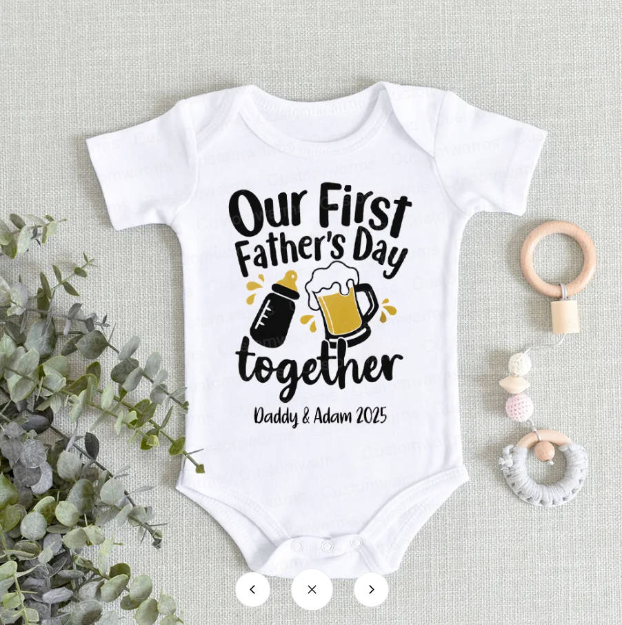 Personalised First Father's Day T-shirt Baby Bodysuit With Name And Year Birthday Gift