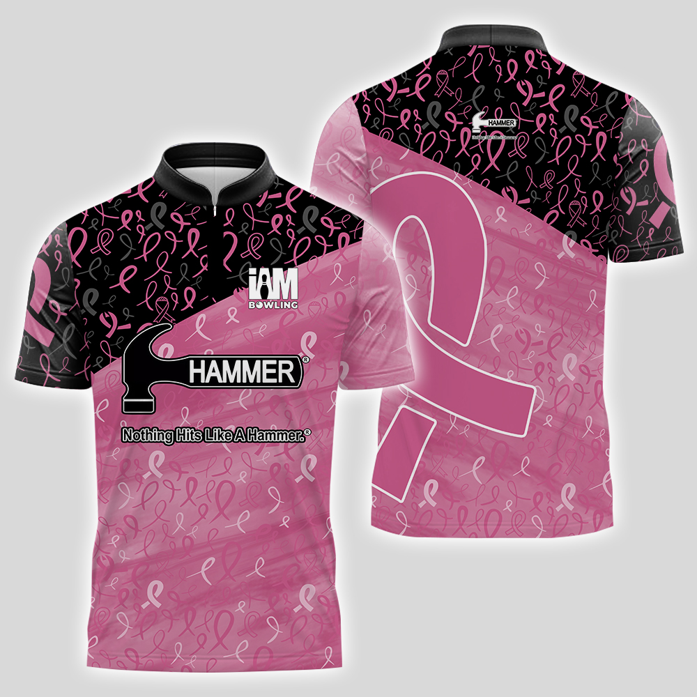 Love Bowling Hammer Breast Cancer Style Custom Bowling Jersey