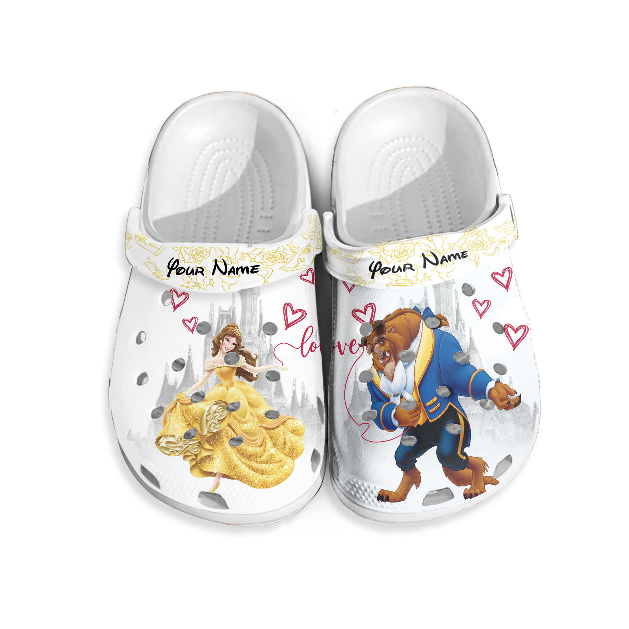 Personalized Beauty And The Beast Belle Princess Slippers Clogsband Clogs Adults