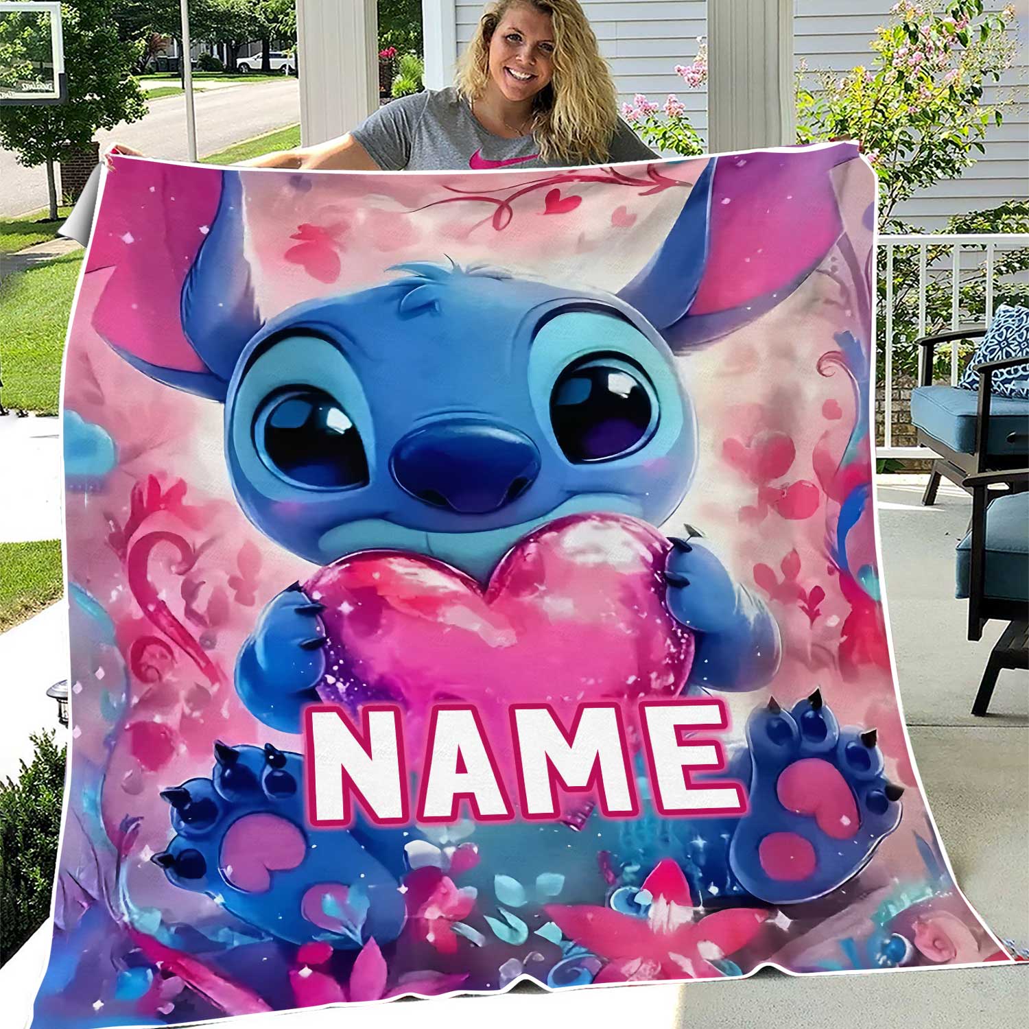 Personalized Lilo  Stitchh Fleece Blanket