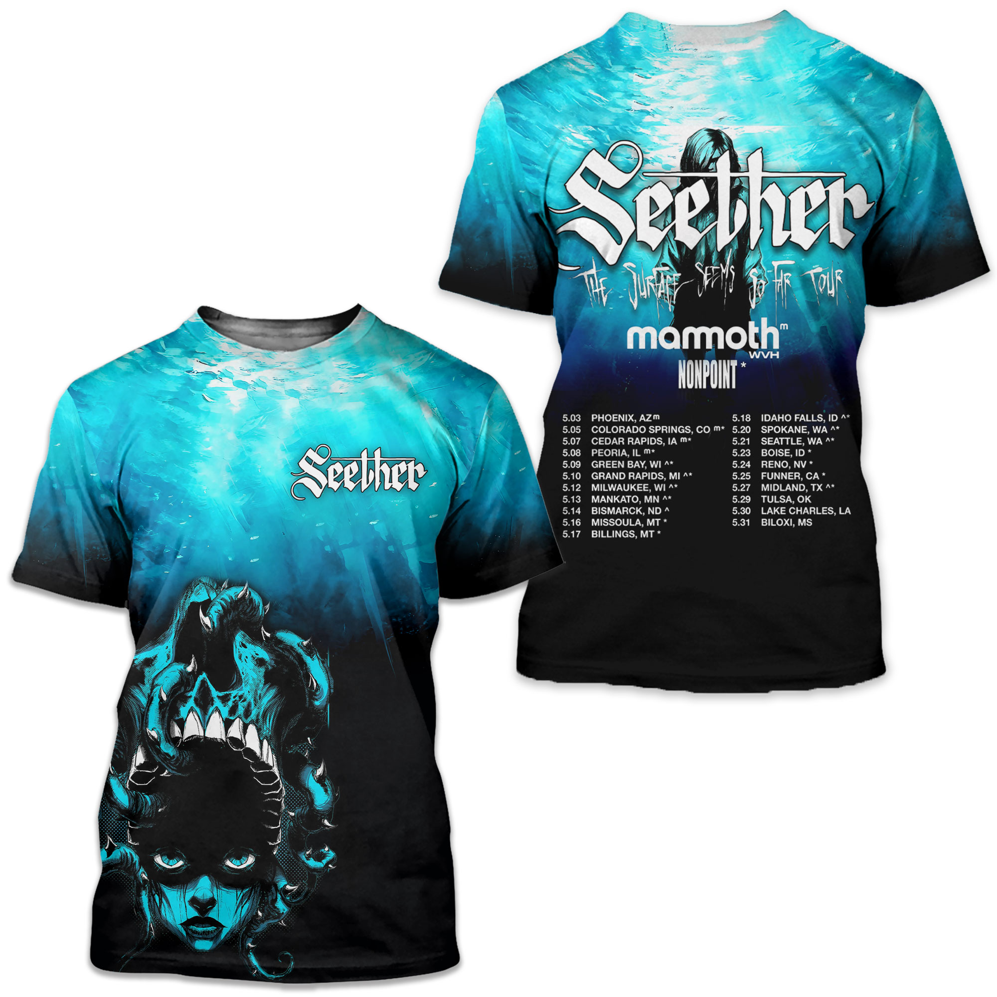 Seether The Surface Seems So Far Tour 3d T-shirt