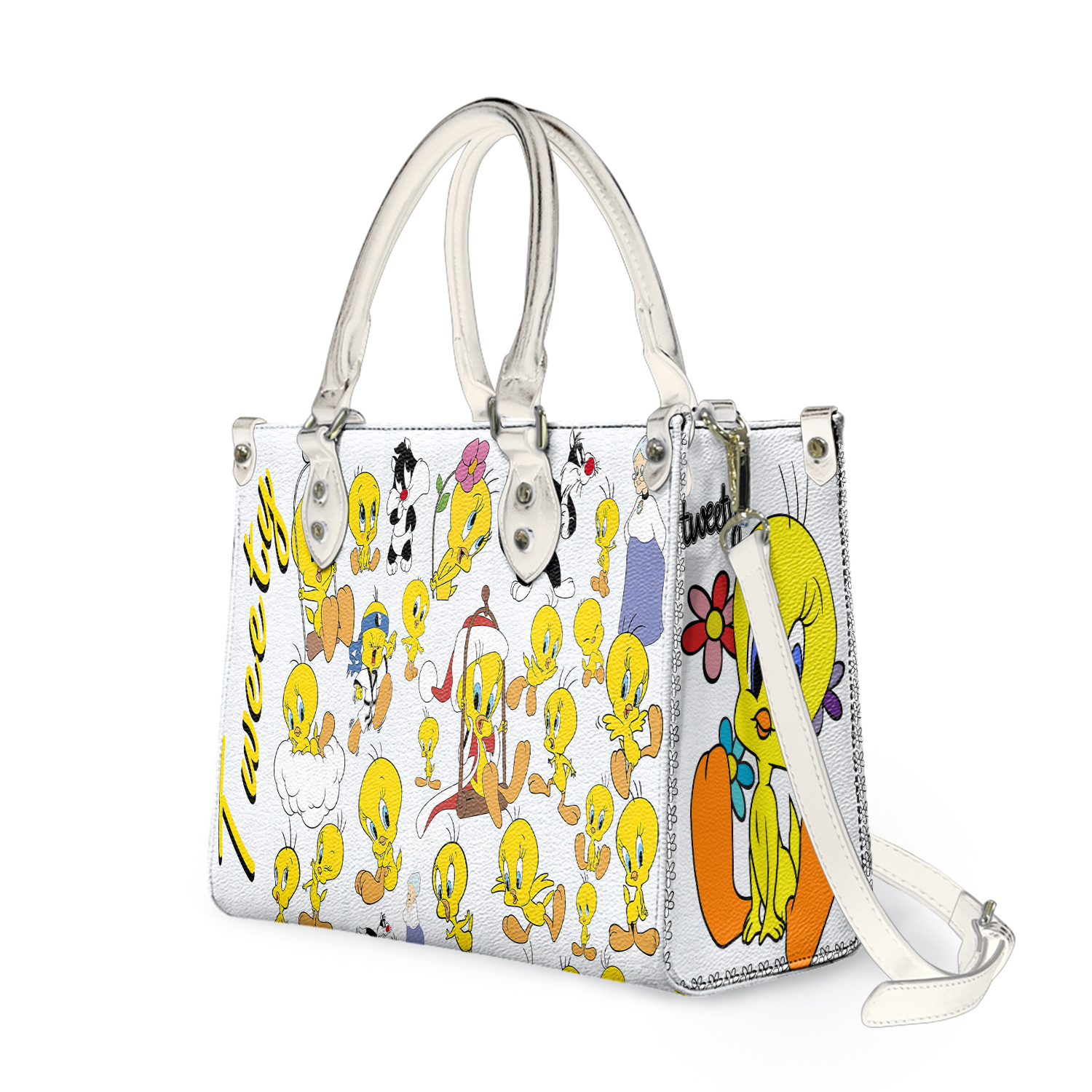 Tweety Bird Vintage Leather Handbag, Tweety Bird Leather Bag
