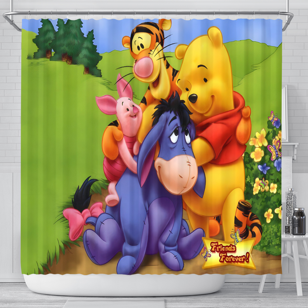 Winniee The Poohh Cartoon Cute Printed Shower Curtain, Bathroom Decor