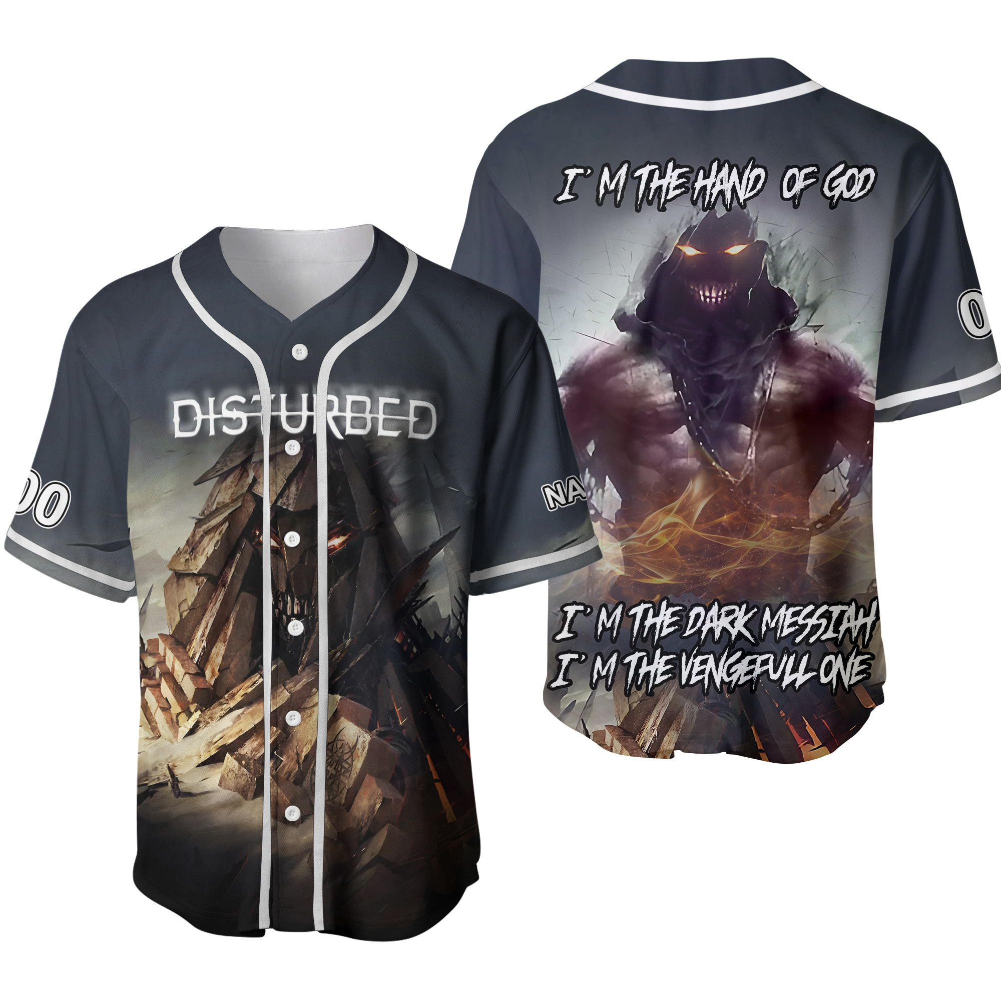 Disturbed I’m The Hand Of God Personalized Button Down Baseball Jersey Shirt