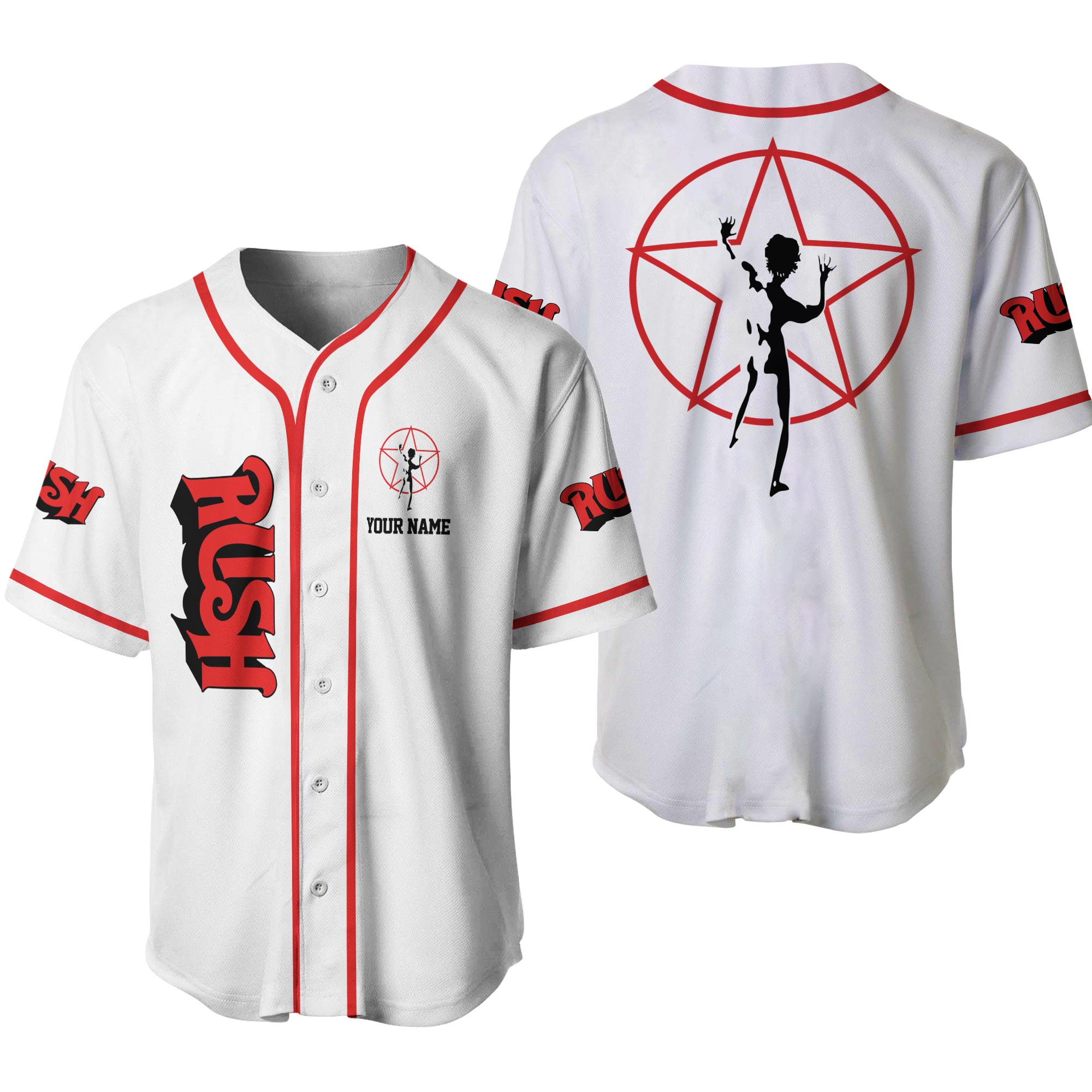 Personalized Rush Rock Band Printed Baseball Jersey