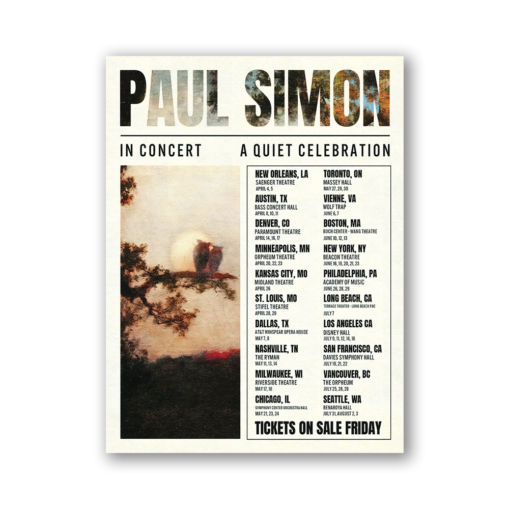 Poster Paul Simon A Quiet Celebration 2025 Tour Poster