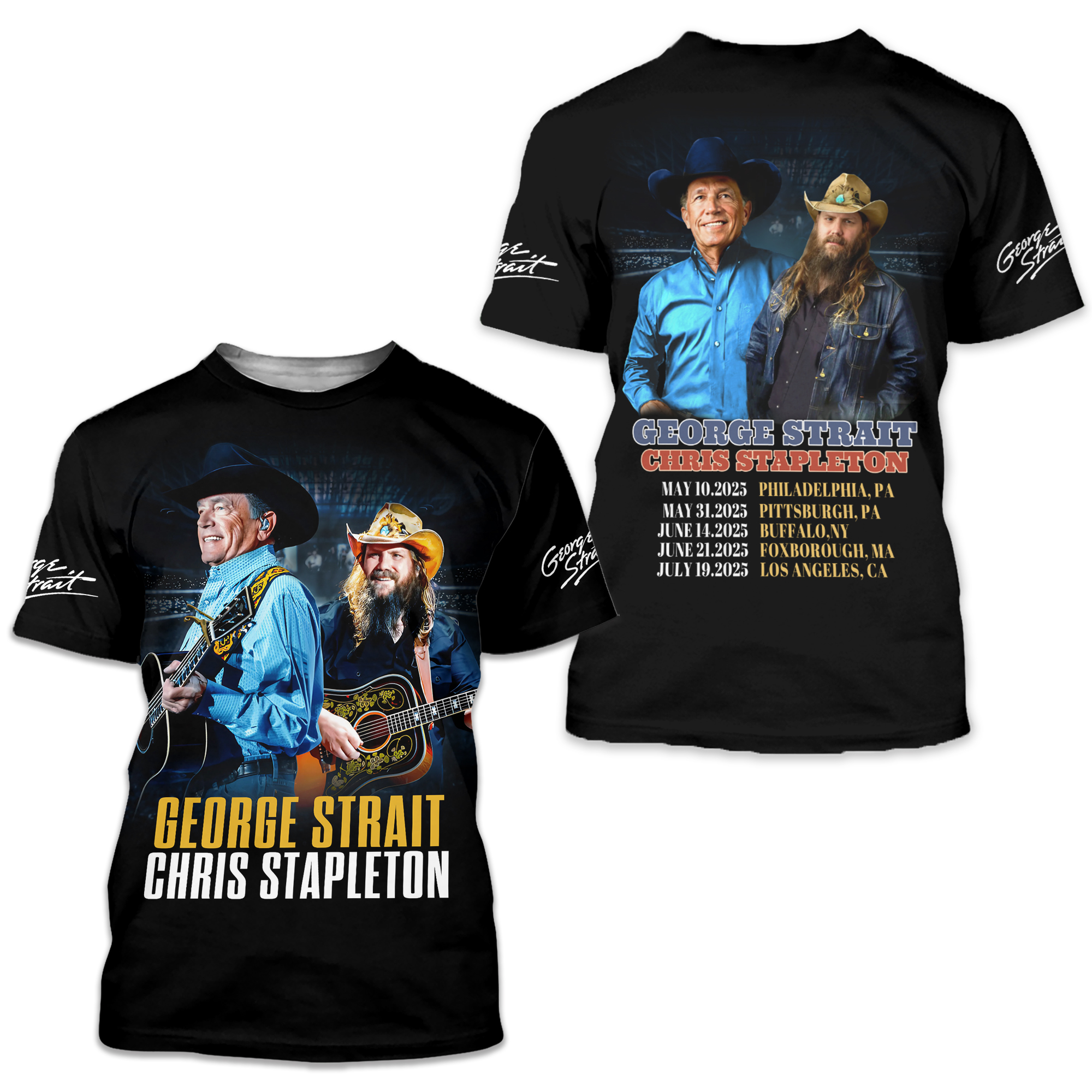 George Strait X Chris Stapleton Tour 2025 3d T-shirt