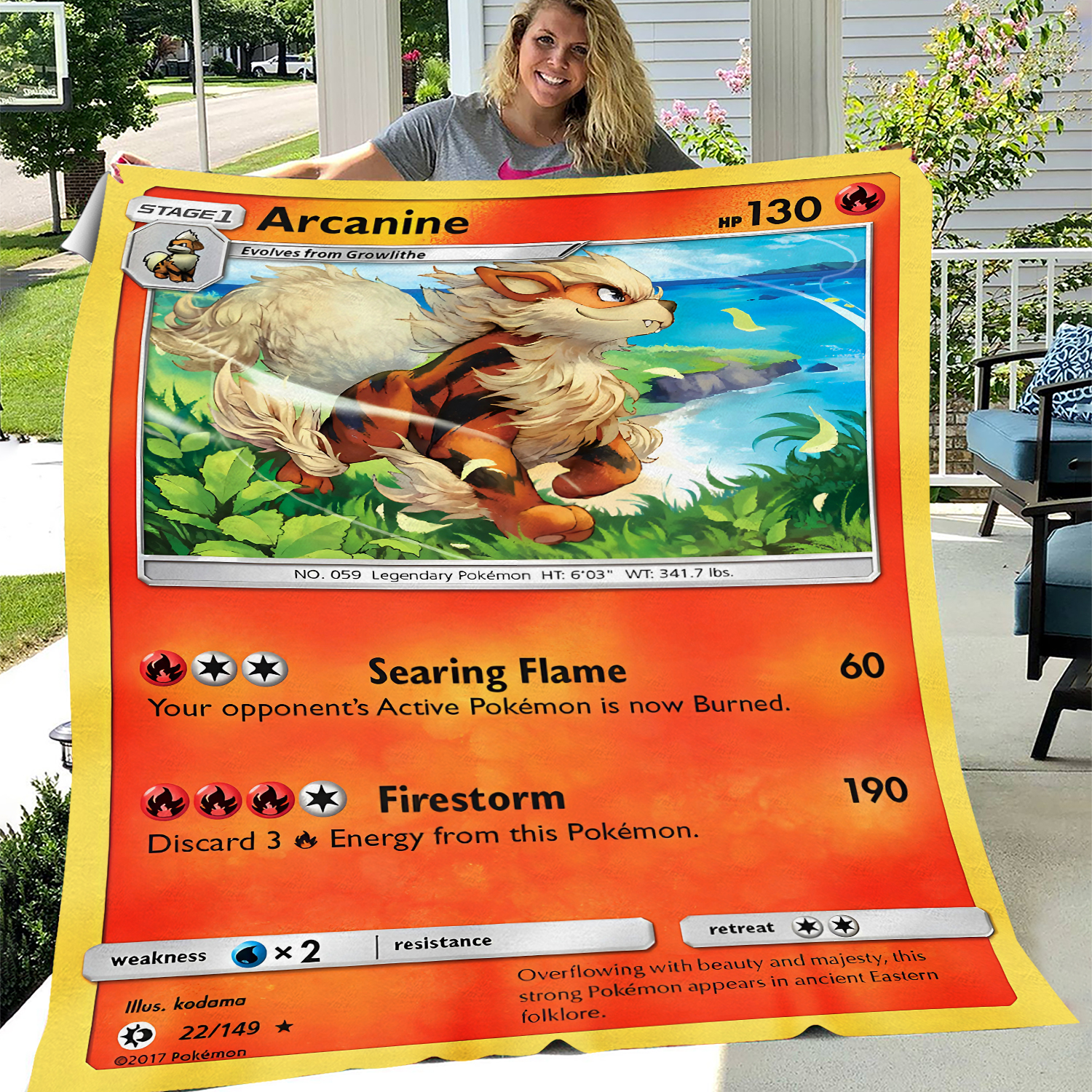 Limited Anime Pkm Arcanine Card Quilts Blanket Cute Fleece Blanket