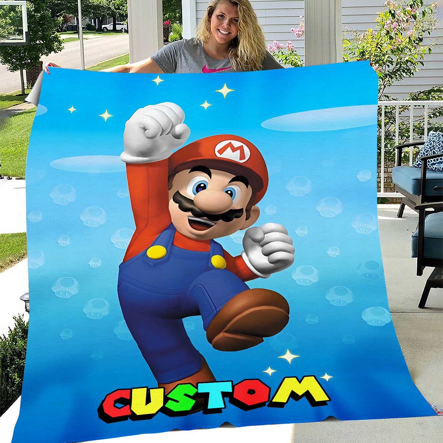 Super Mario Bros Blanket, Custom Super Mario Name Blanket, Personalized