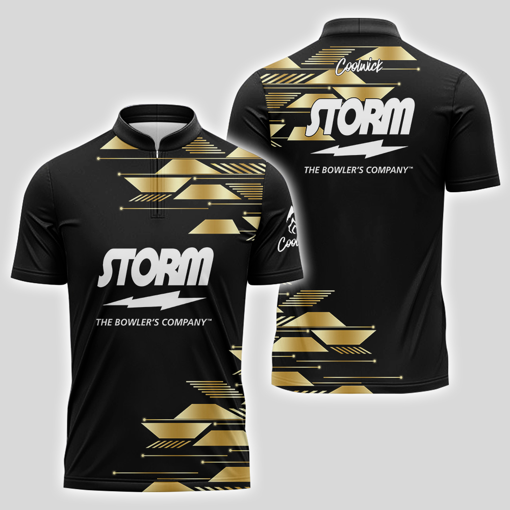 Storm Luxury Strikes Quick Ship Coolwick Sash Zip Bowling Jersey