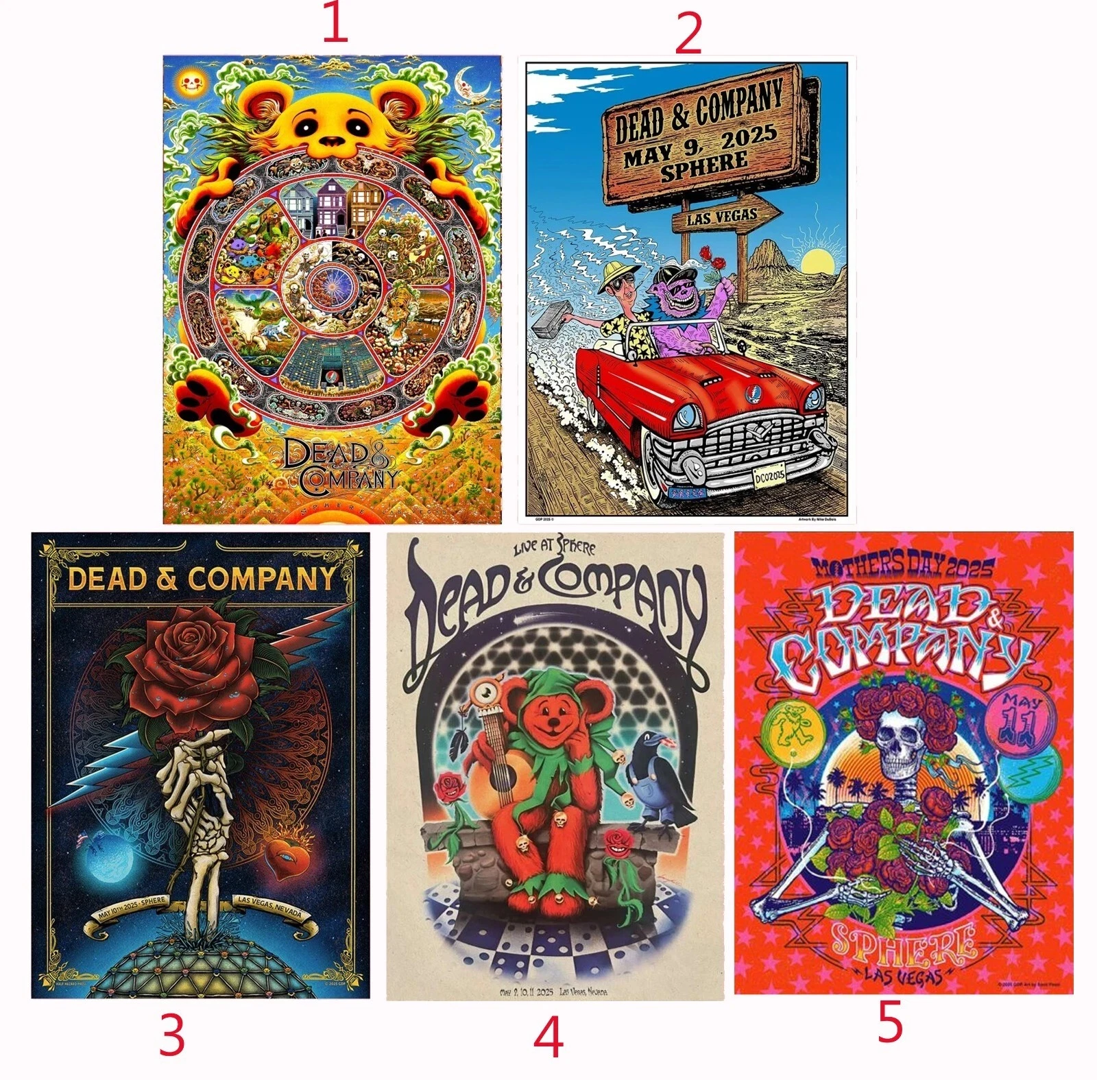Custom Dead And Company May 9-11, 2025 The Sphere Concert Poster