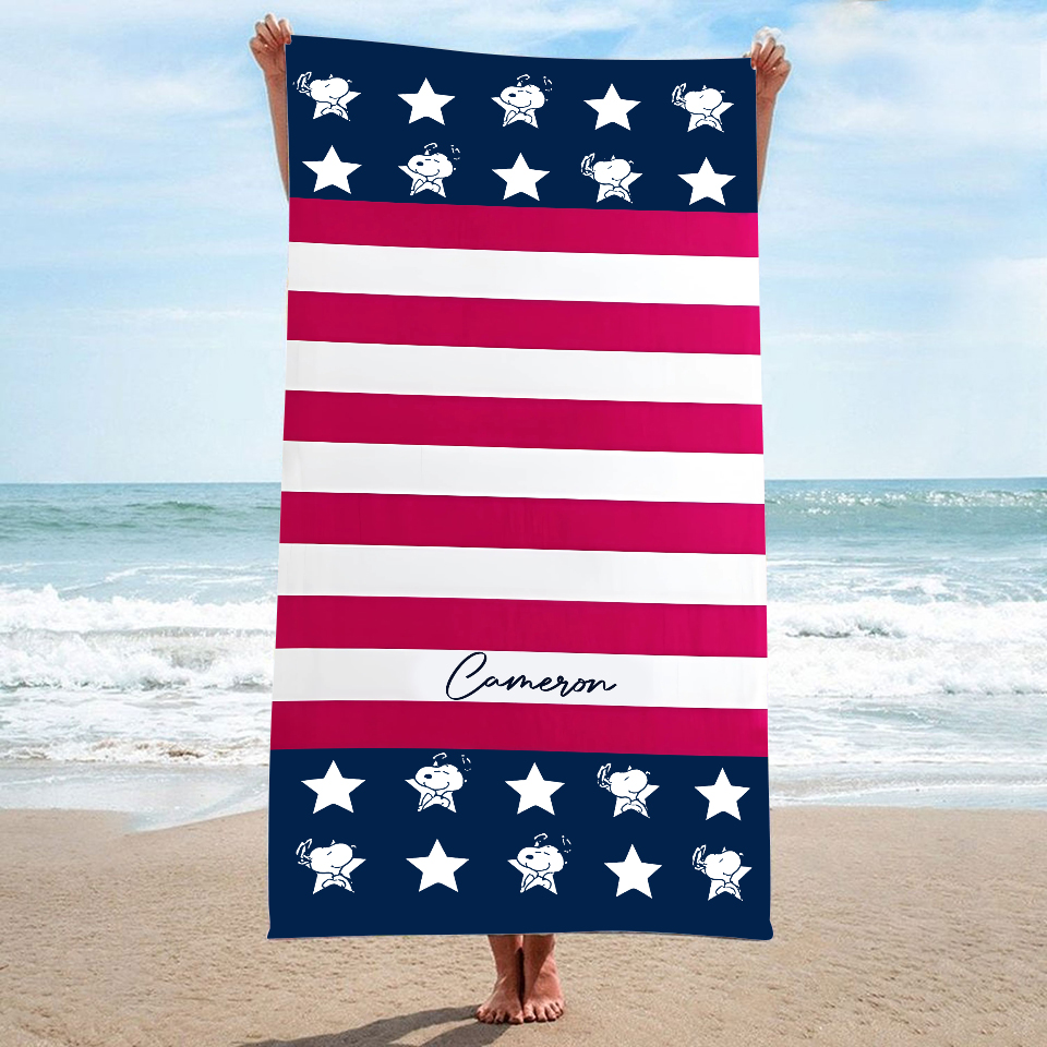 Personalized Beach Towel - Americana Stars And Stripes