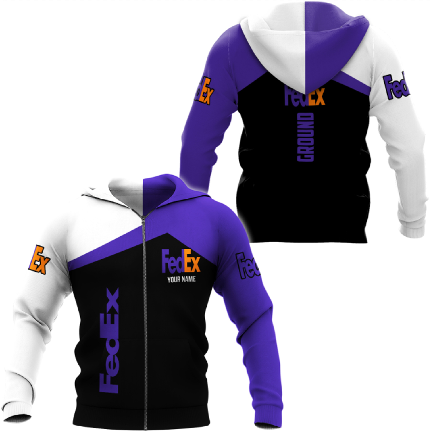 Personalized Fedex Hoodie, Fedex Ground 3d Printed Zip Hoodie