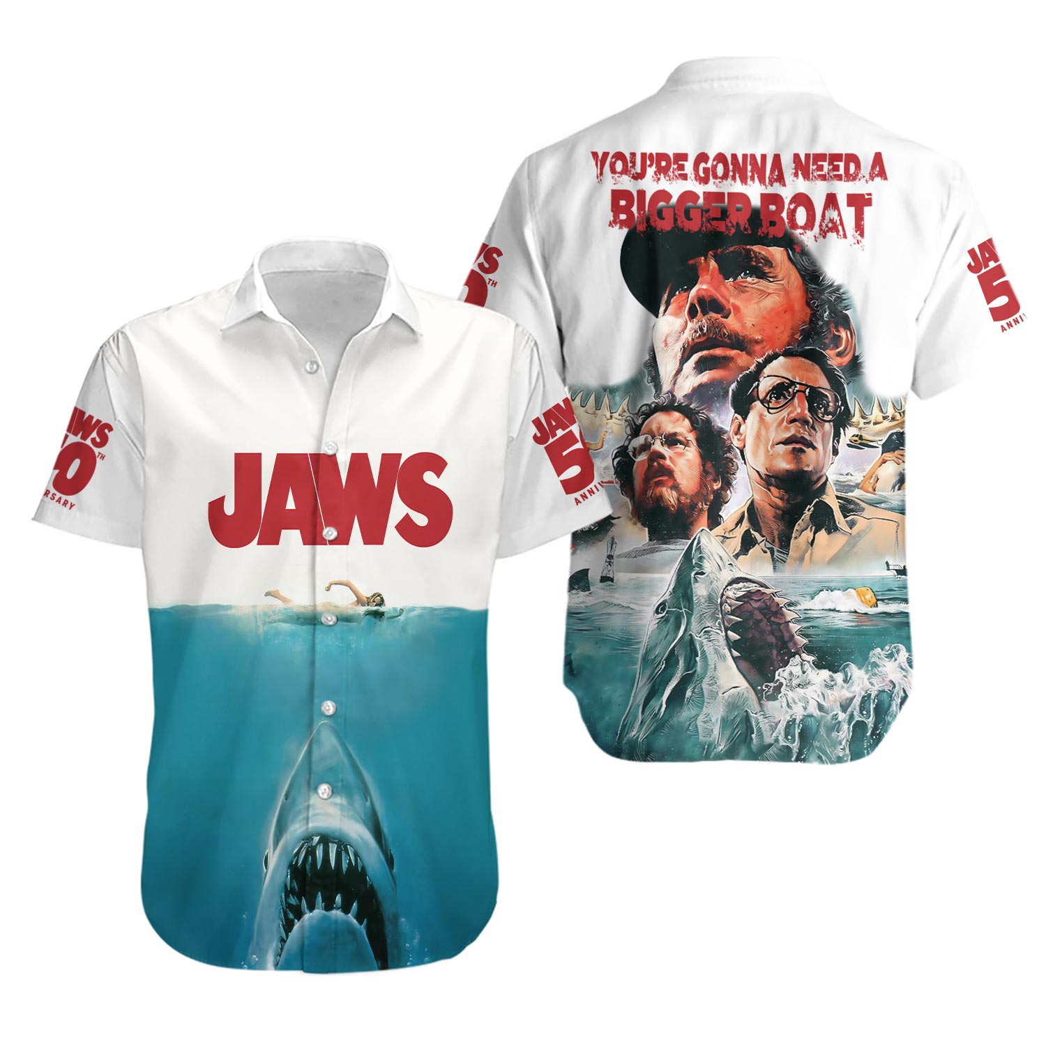 Jaws 50th Anniversary Shirt, Shark Horror Hawaiian Shirt, You're Gonna Need A Bigger